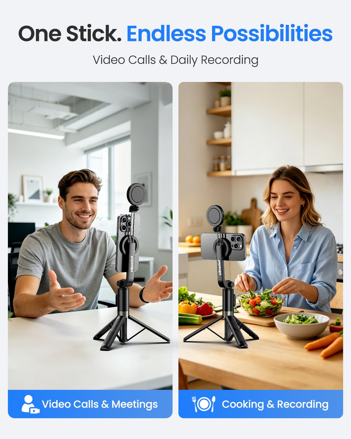 UBeesize Magnetic Selfie Stick Tripod with Dimmable Light - UBeesize Official Imagery - 8