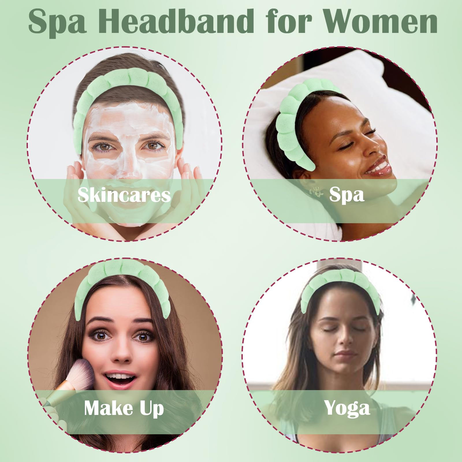 CUBACO Spa Headband and Wristband Set for Women with Ice Jade - CUBACO