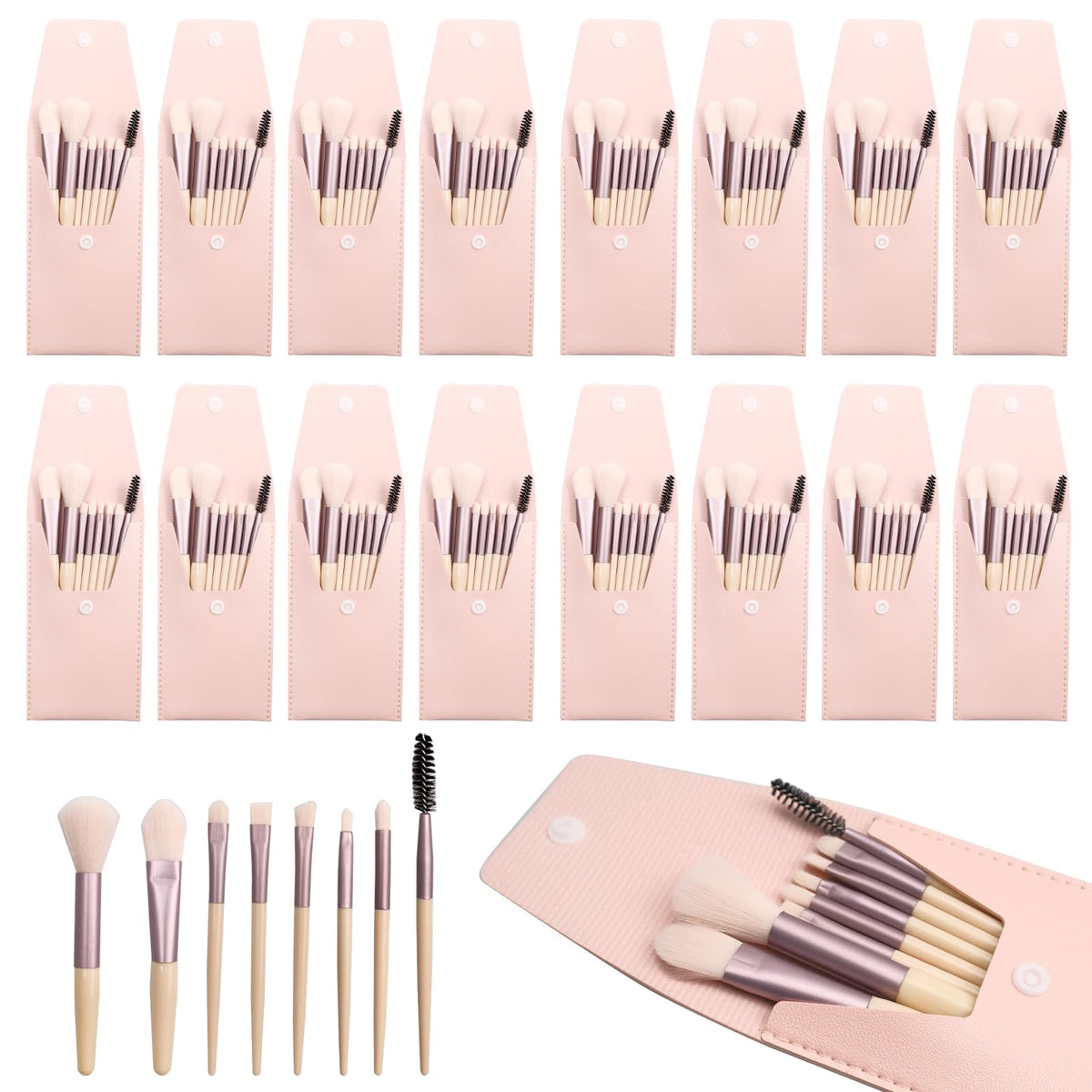 16 Sets Travel Makeup Brush Set with Bag Ivory Beige - Olutacot Official Imagery - 2