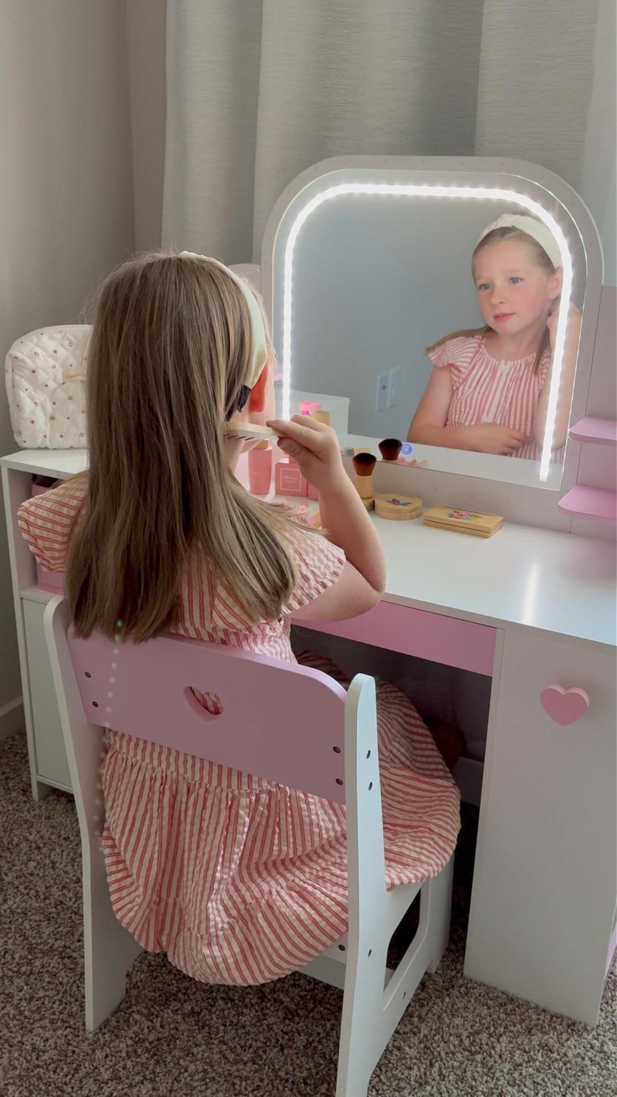 Wooden Makeup Toy Set for Toddler Play Makeup Kit for Girls - KIDBEST Official Imagery - 4