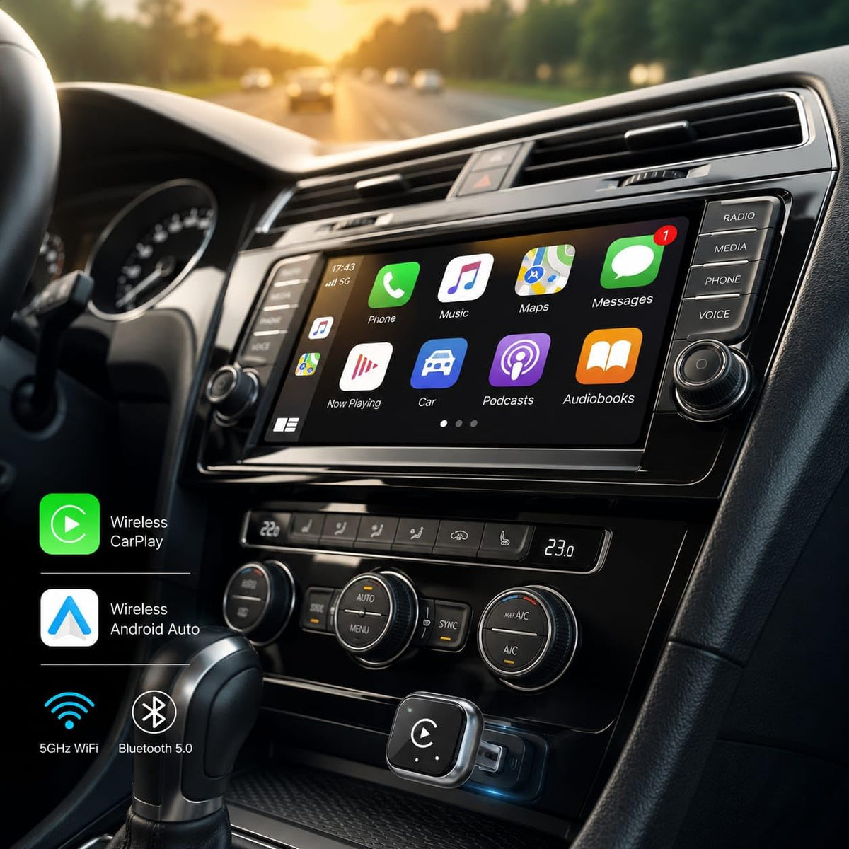 2 in 1 Mini Wireless CarPlay Android Auto Adapter - Genial Essence Official Imagery - 6