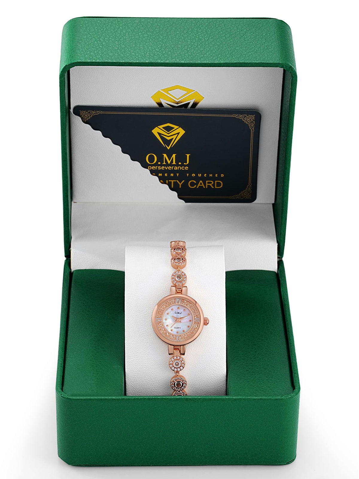 O M J Womens Watch Rose Gold Mother of Pearl Dial Birthstone - O.M.J Official Imagery - 8