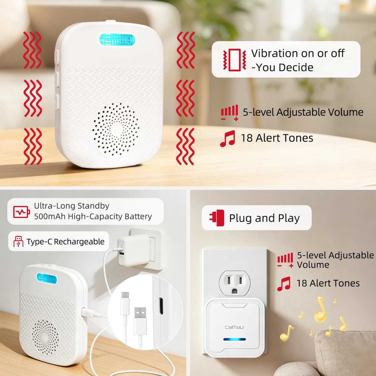 CallToU Caregiver Pager Wireless Call Button for Elderly - CallToU Official Imagery - 3