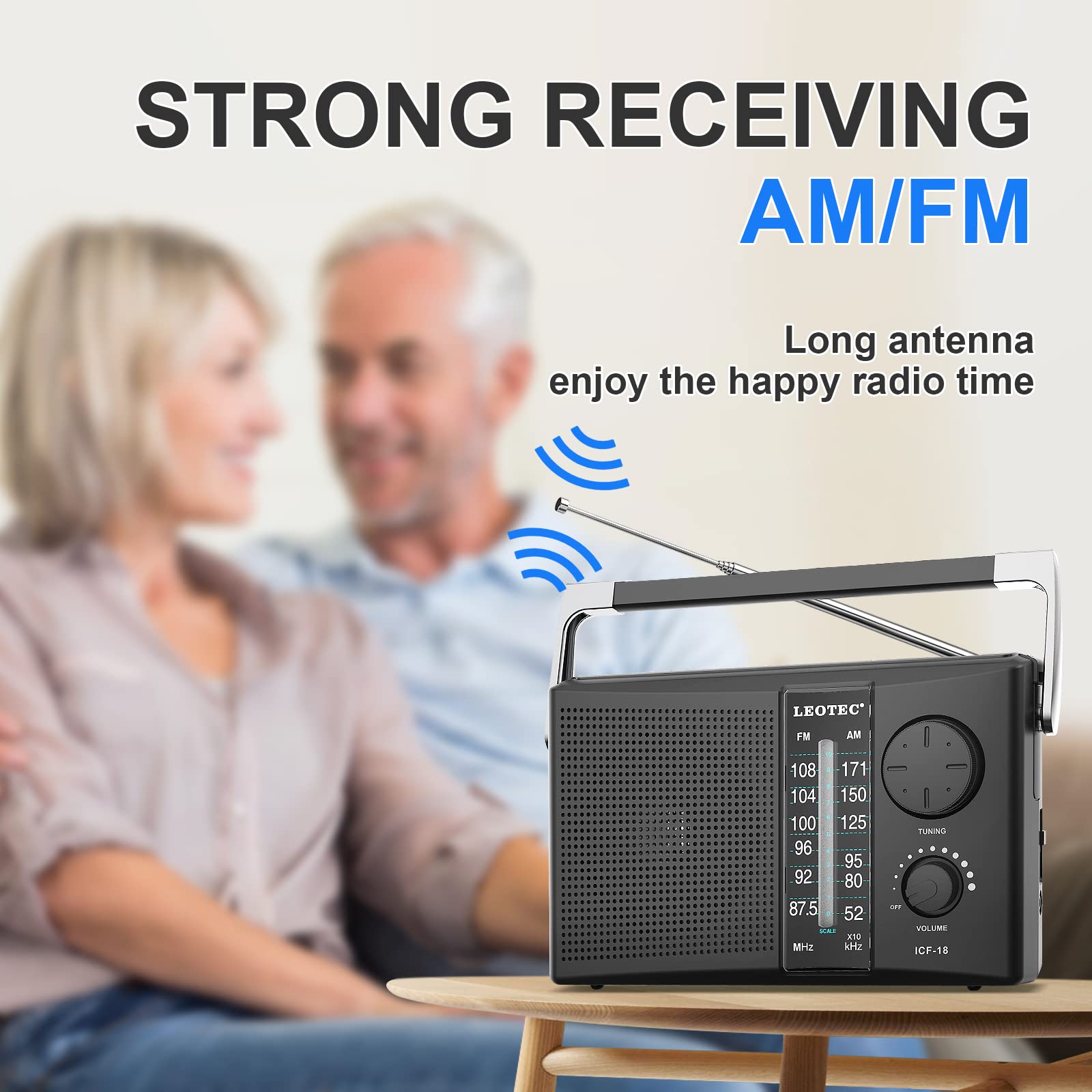 LEOTEC Portable AM FM Radio – AC or Battery