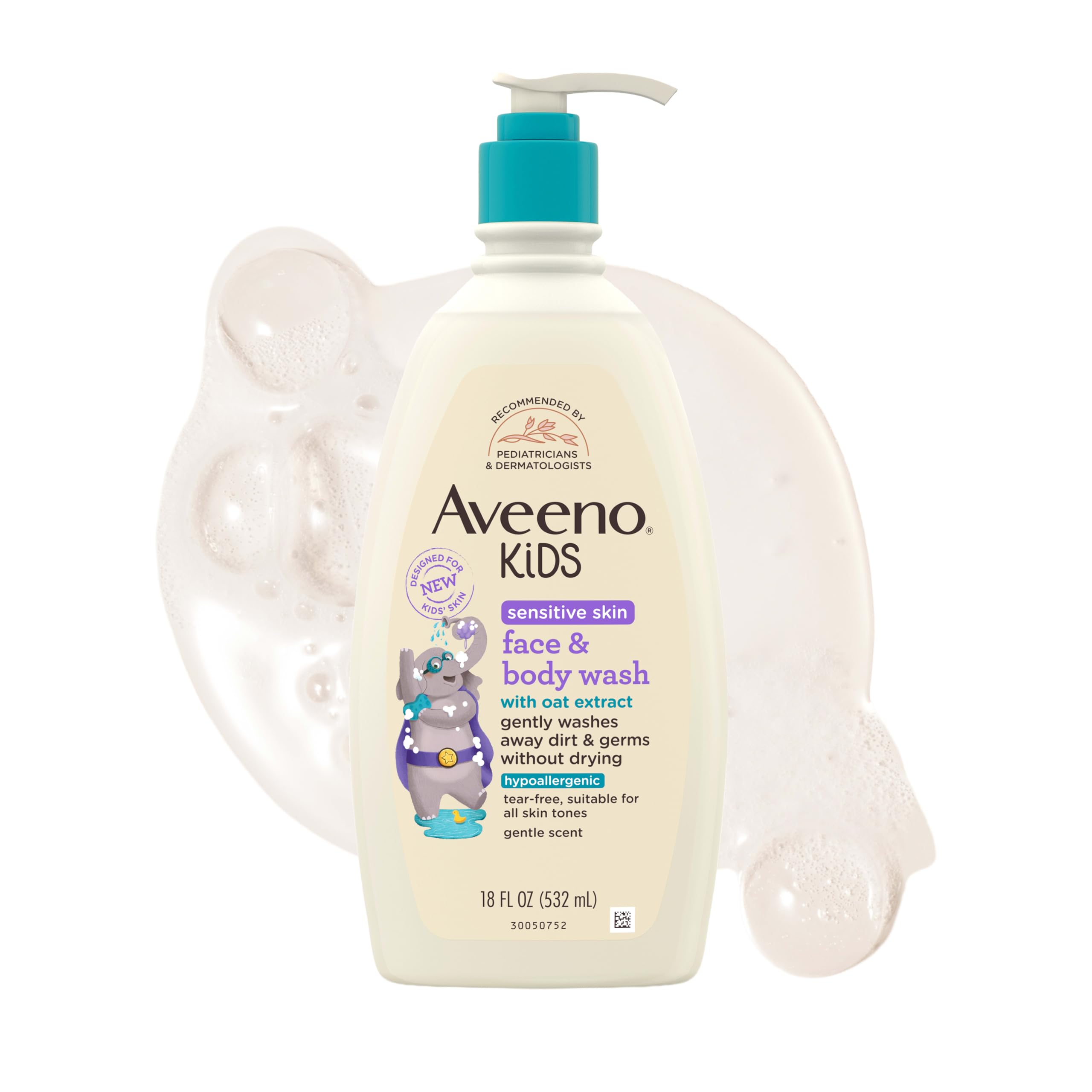 Aveeno Kids Face & Body Wash, Sensitive Skin, 18 fl. oz - Elefair Tech Official Product View 2