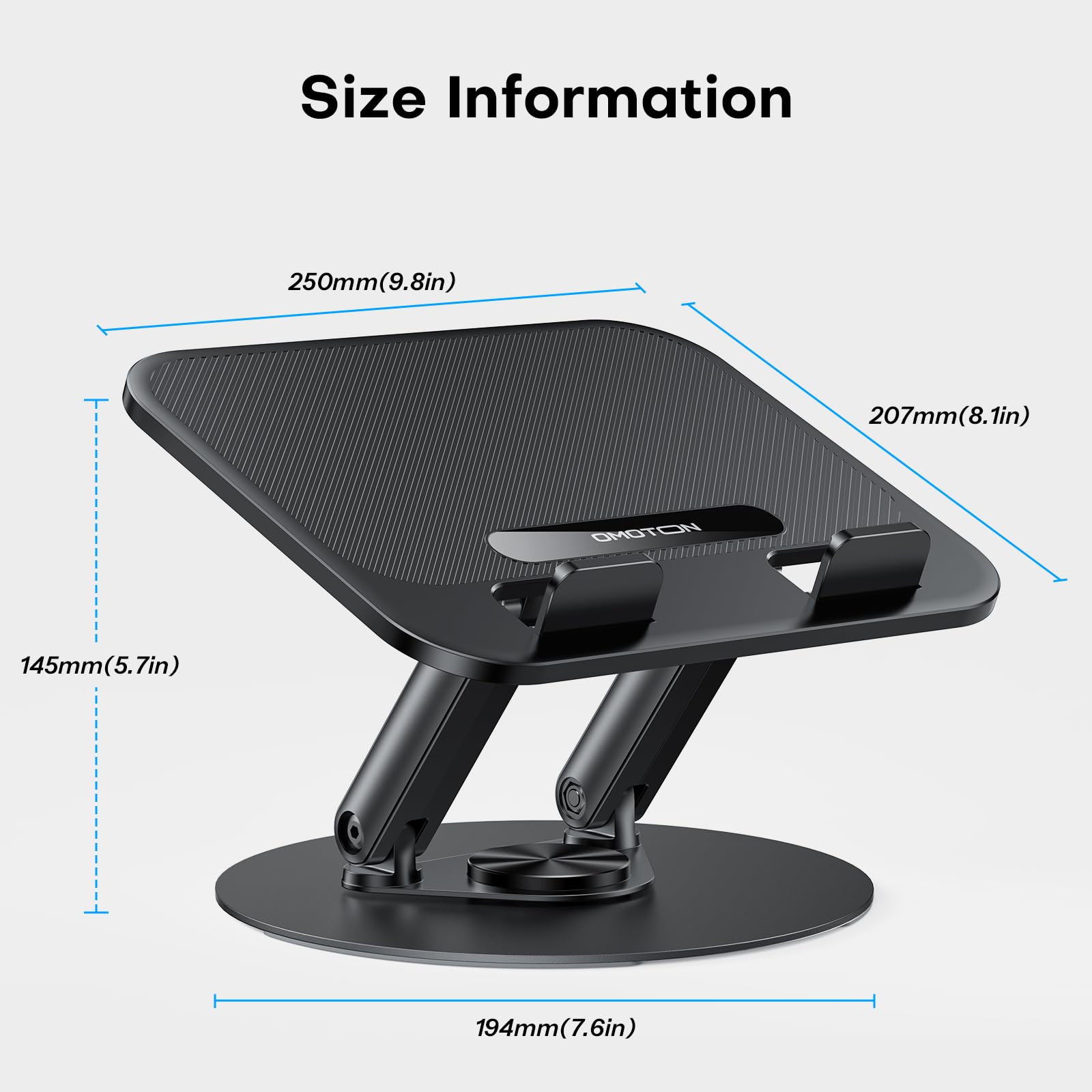 OMOTON Laptop Stand 360° Rotating Base 11–14" Black