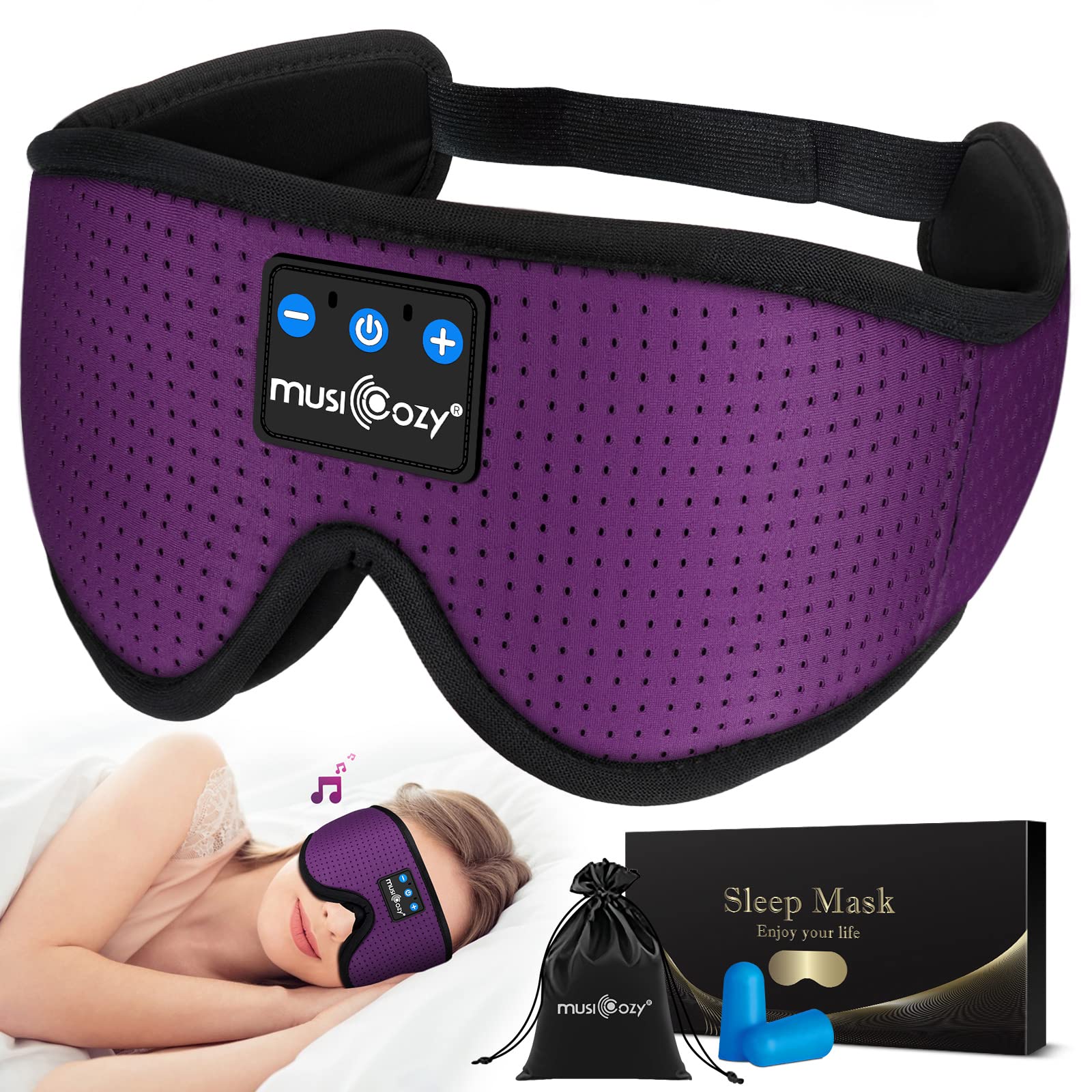 MUSICOZY 3D Sleep Headphones Bluetooth 5.4 Sleep Mask with HD Spe by MUSICOZY - Angle View 10
