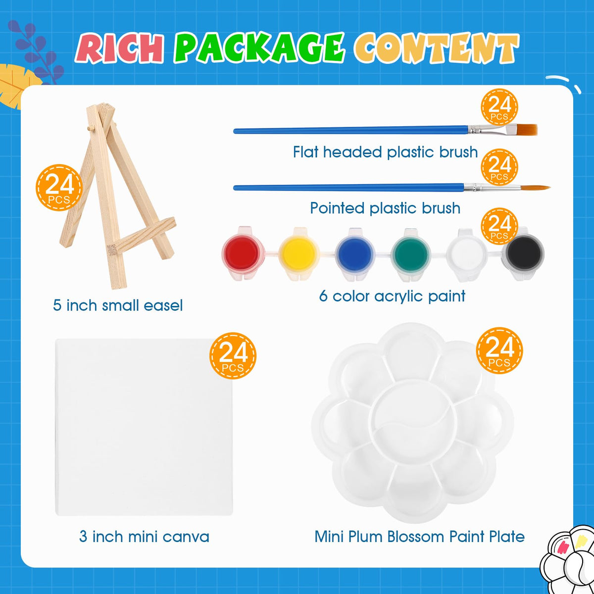 ESRICH 24 Set Mini Acrylic Paint Kit Mini Stretched Canvas - ESRICH Official Imagery - 4
