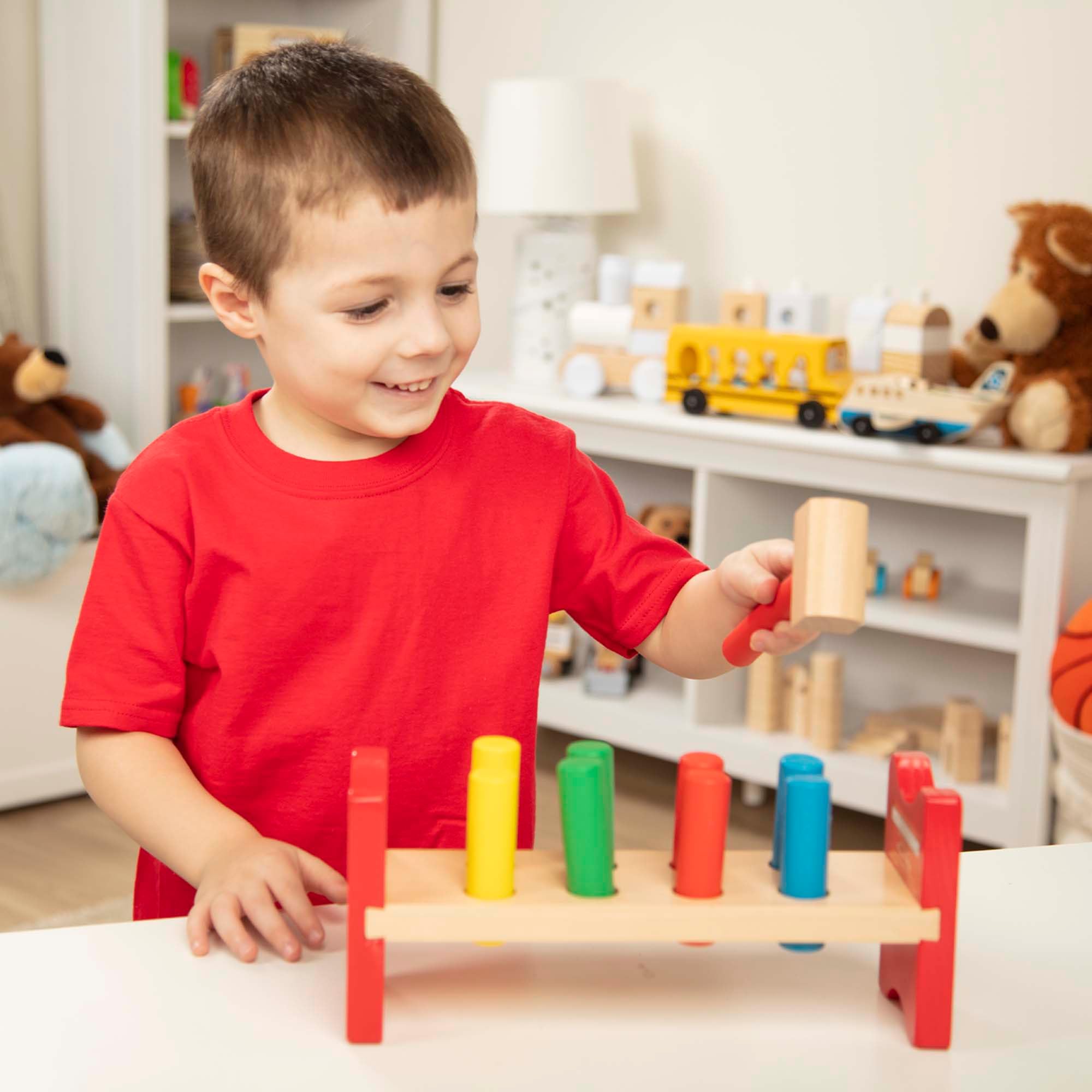 Melissa &amp; Doug Deluxe Wooden Pound-A-Peg Toy with Hammer - 4.6               4.6 out of 5 stars