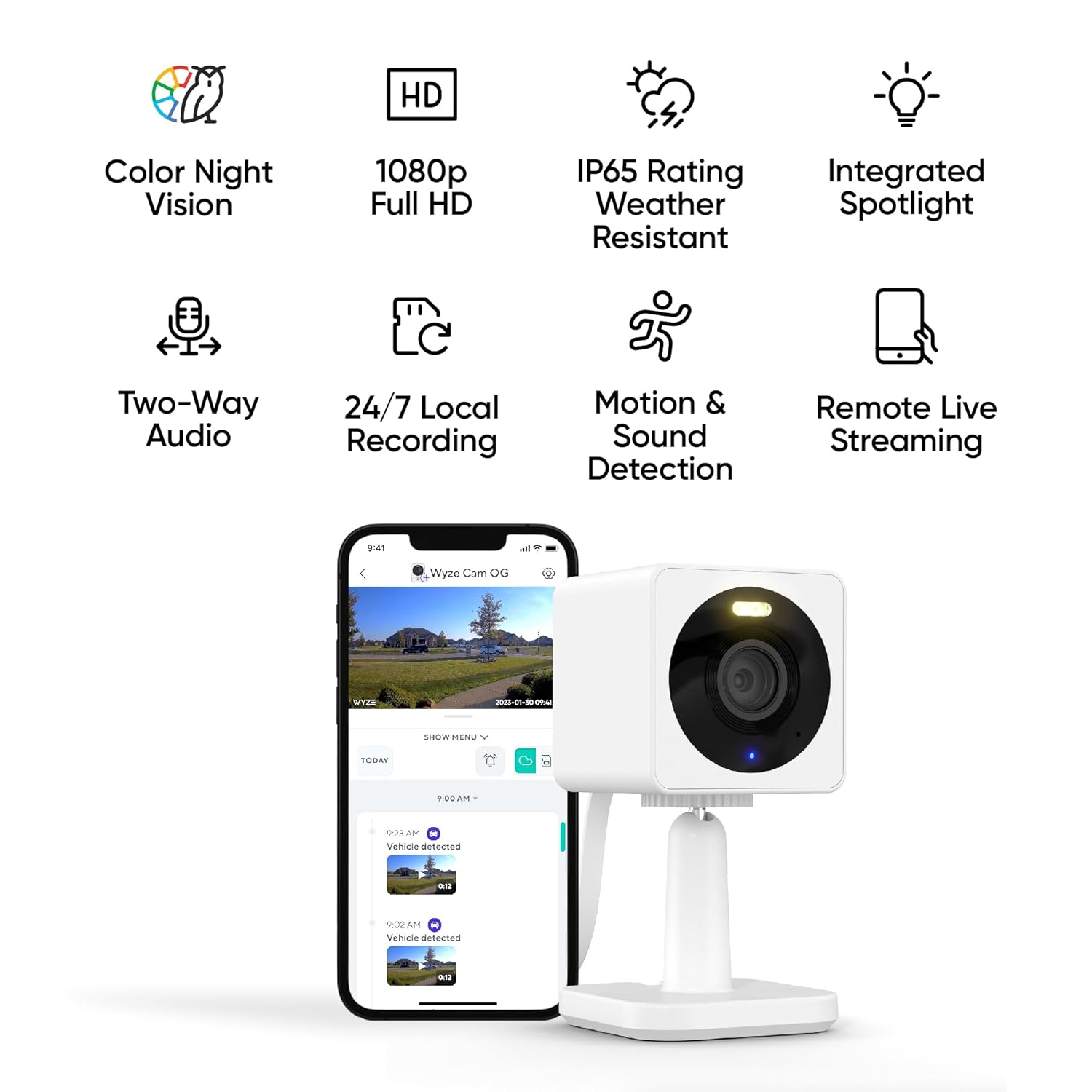Wyze Cam OG Indoor/Outdoor 1080p Wi-Fi Smart Home Security Camera with Color Night Vision, Built