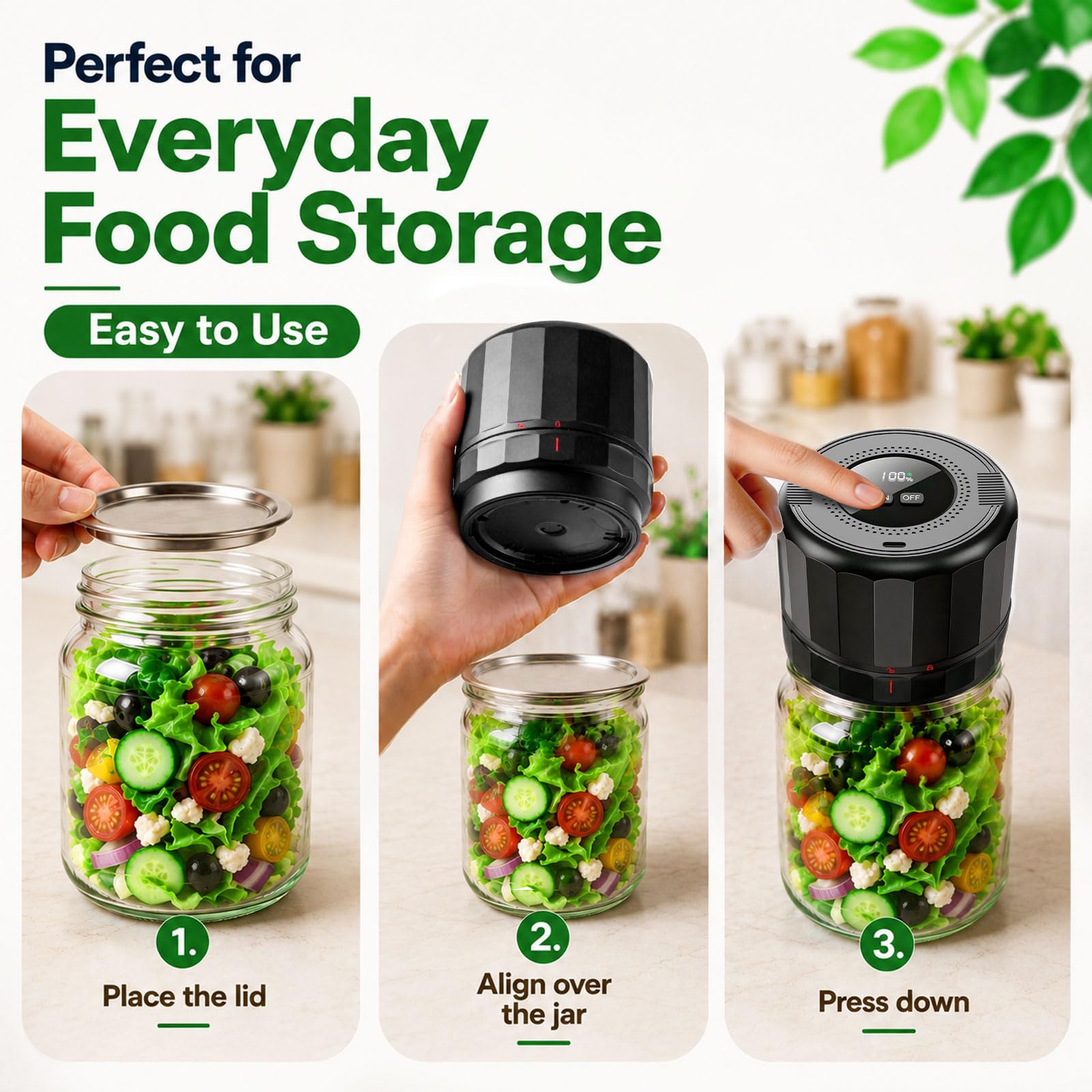 UNERVER M11 Electric Mason Jar Vacuum Sealer Kit - with Wide and - UNERVER Official Product View 8