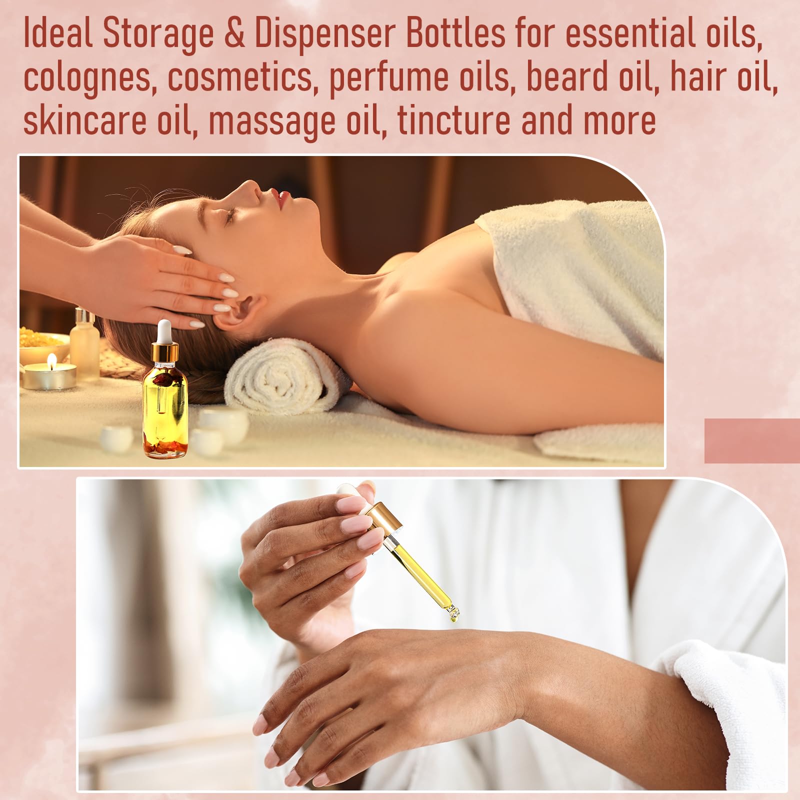 AOZITA 4 Pcs 1 oz Golden Cap Clear Dropper Bottles with 1 - AOZITA Official Product Imagery - 8