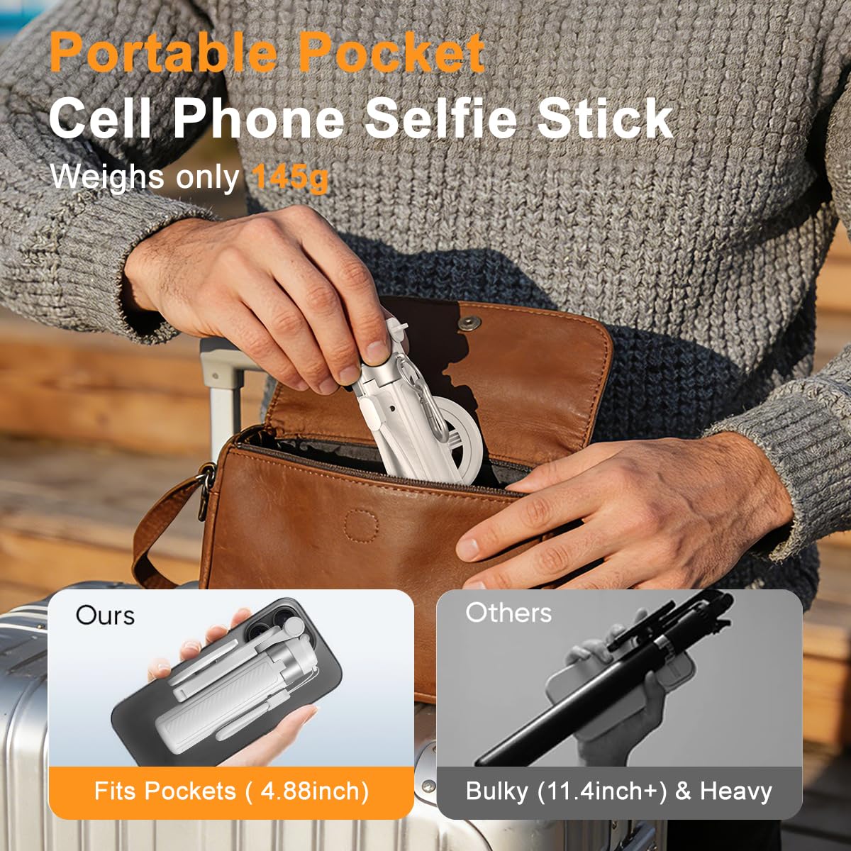 Upgrated 5 in 1 Magnetic Selfie Stick with Remote for Cell - XO Official Imagery - 7