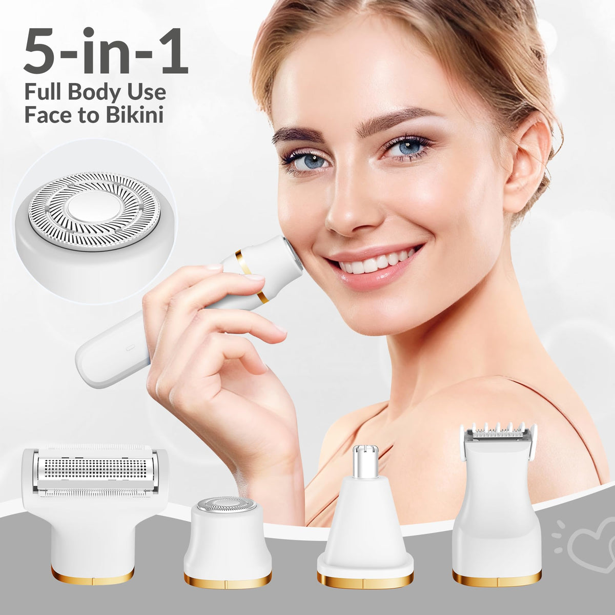 KINGTEE 5 in 1 Electric Bikini Trimmer for Women IPX7 - KINGTEE Official Imagery - 5