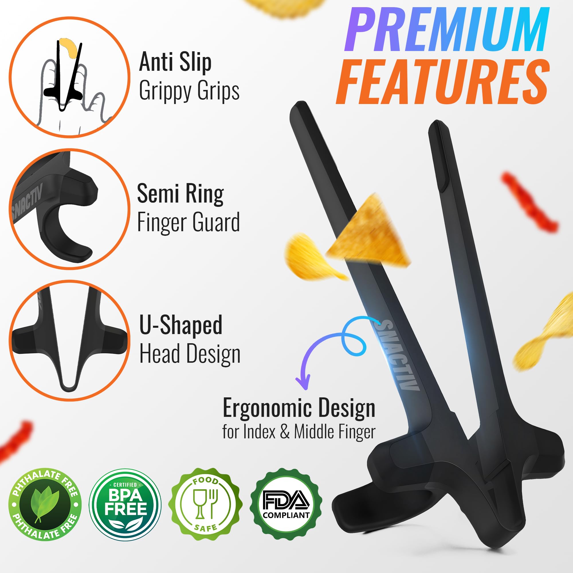 SNACTIV PRO Finger Chopsticks for Gamers - As Seen on Shark Tank! The - View 4