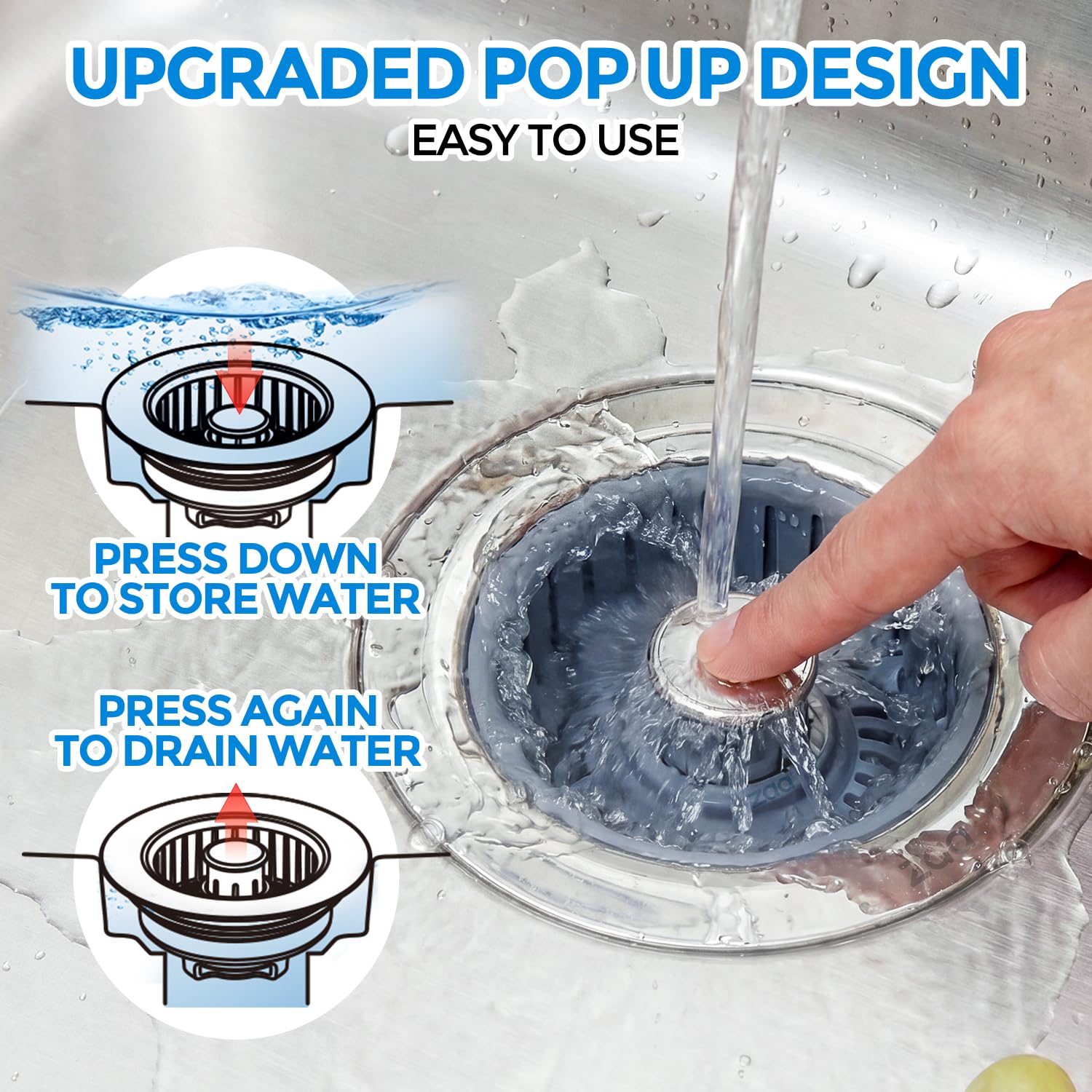 zaa 3 in 1 Kitchen Sink Drain Strainer Stopper Removable Basket P by zaa - Angle View 4