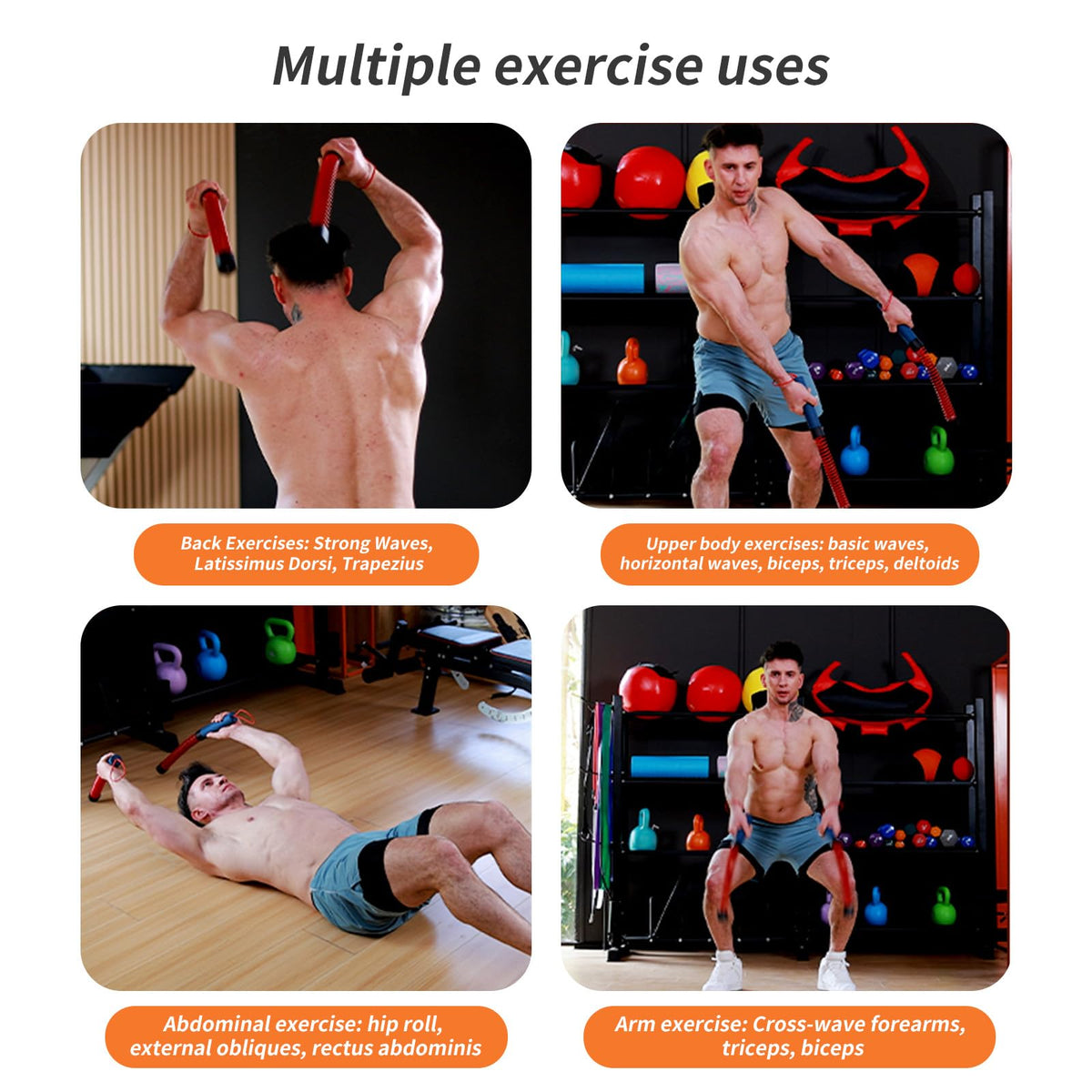 Upgraded Ropeless Battle Ropes for Home Gym Four Adjustable - KINEOZ Official Imagery - 5