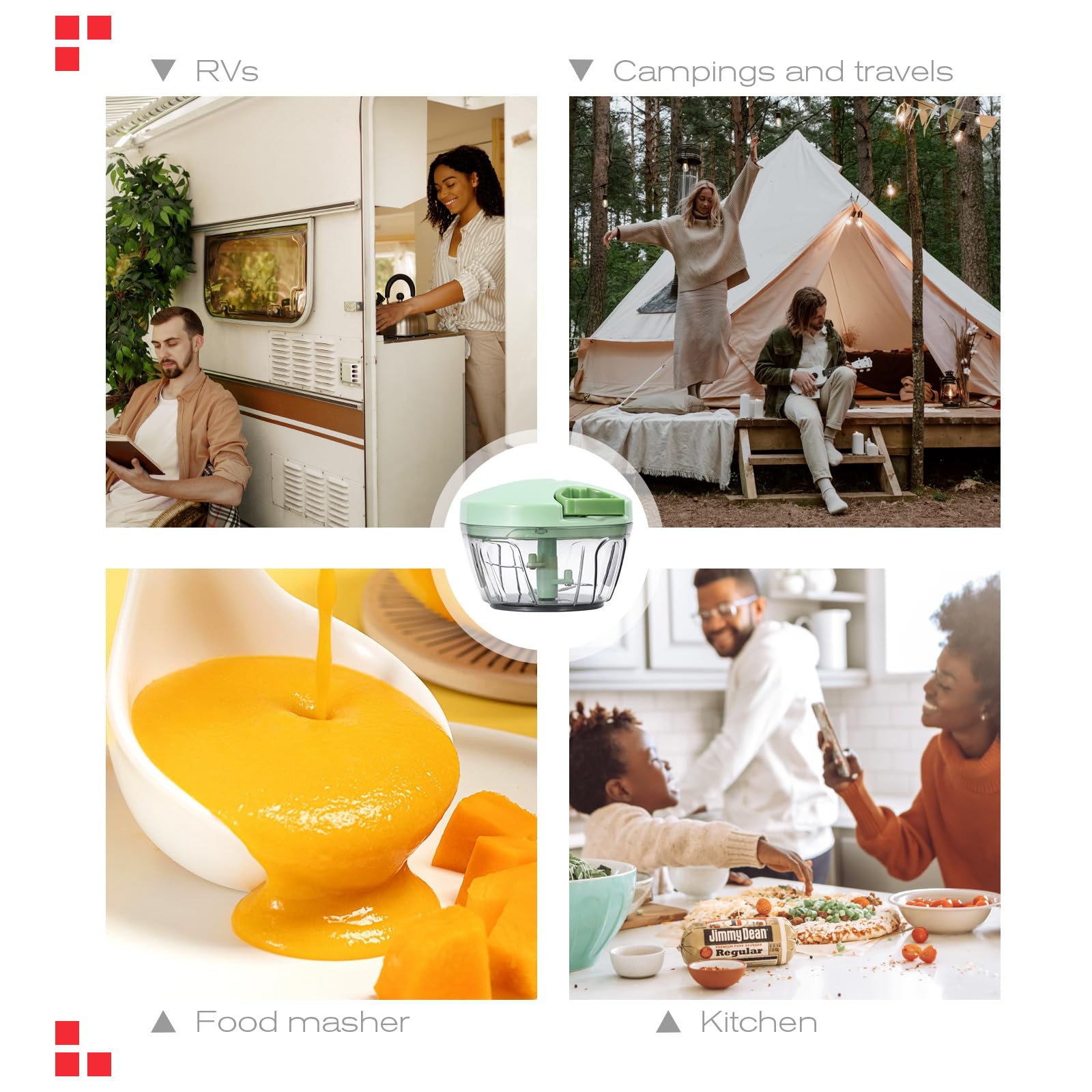 Ourokhome Manual Food Processor Vegetable Chopper, Portable Hand - Ourokhome Official Product View 7