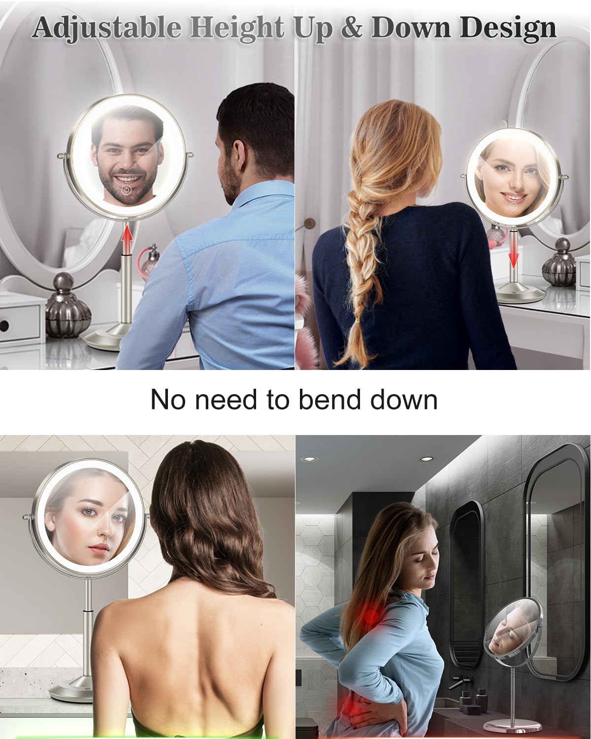 8 Lighted Makeup Mirror with Light 30X Magnifying Height - vpu Official Imagery - 7