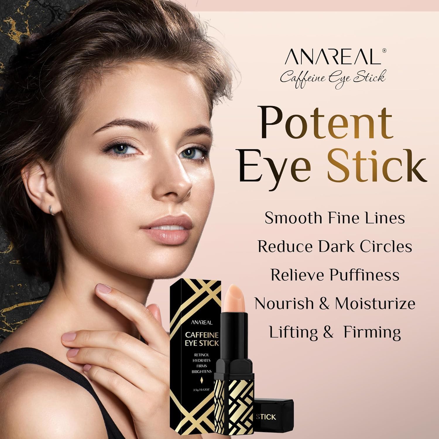 ANAREAL Caffeine Under Eye Balm Stick – Hydrating Eye Care for Dark Circles & - ANAREAL Official Product View 3