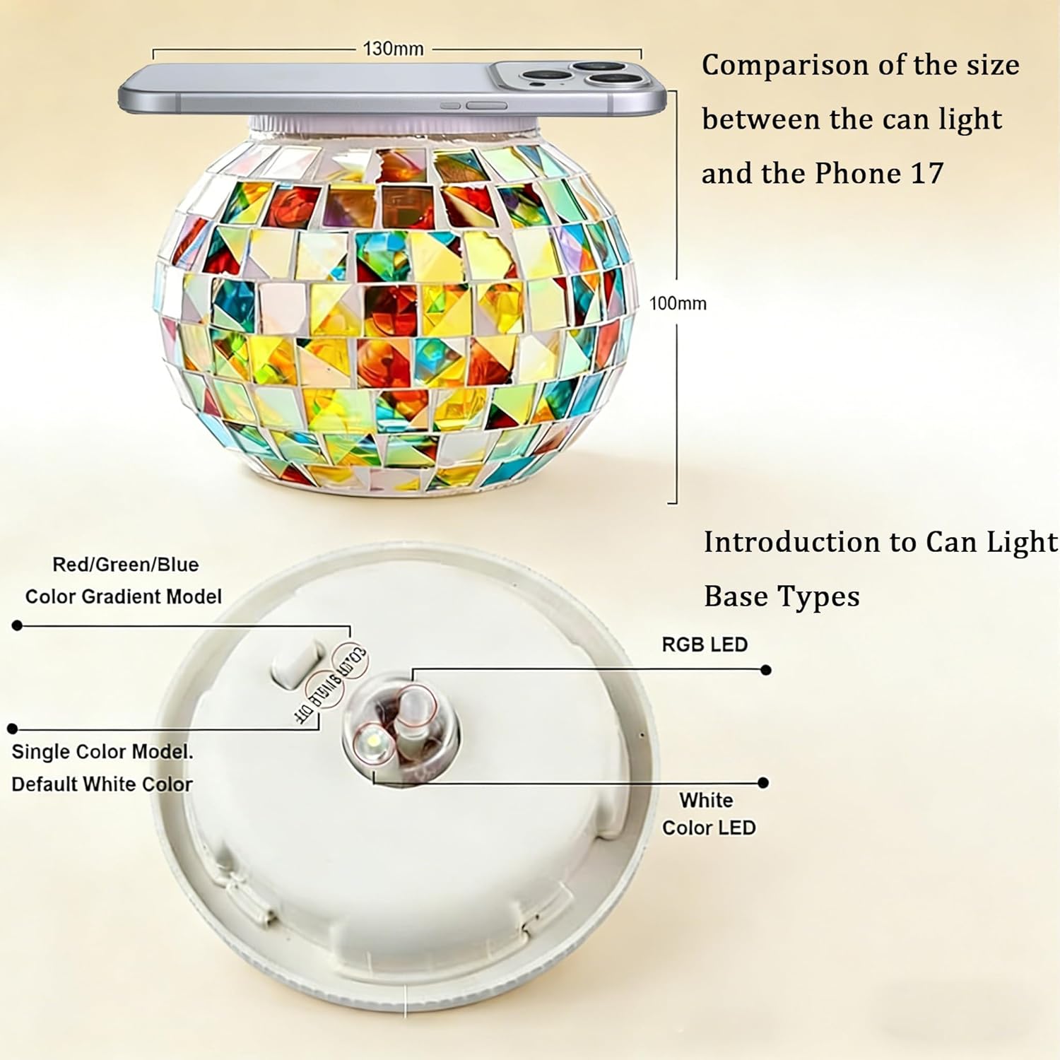 Aukora color-changing solar-powered glass ball garden light and table lamp illuminated in a garden setting.