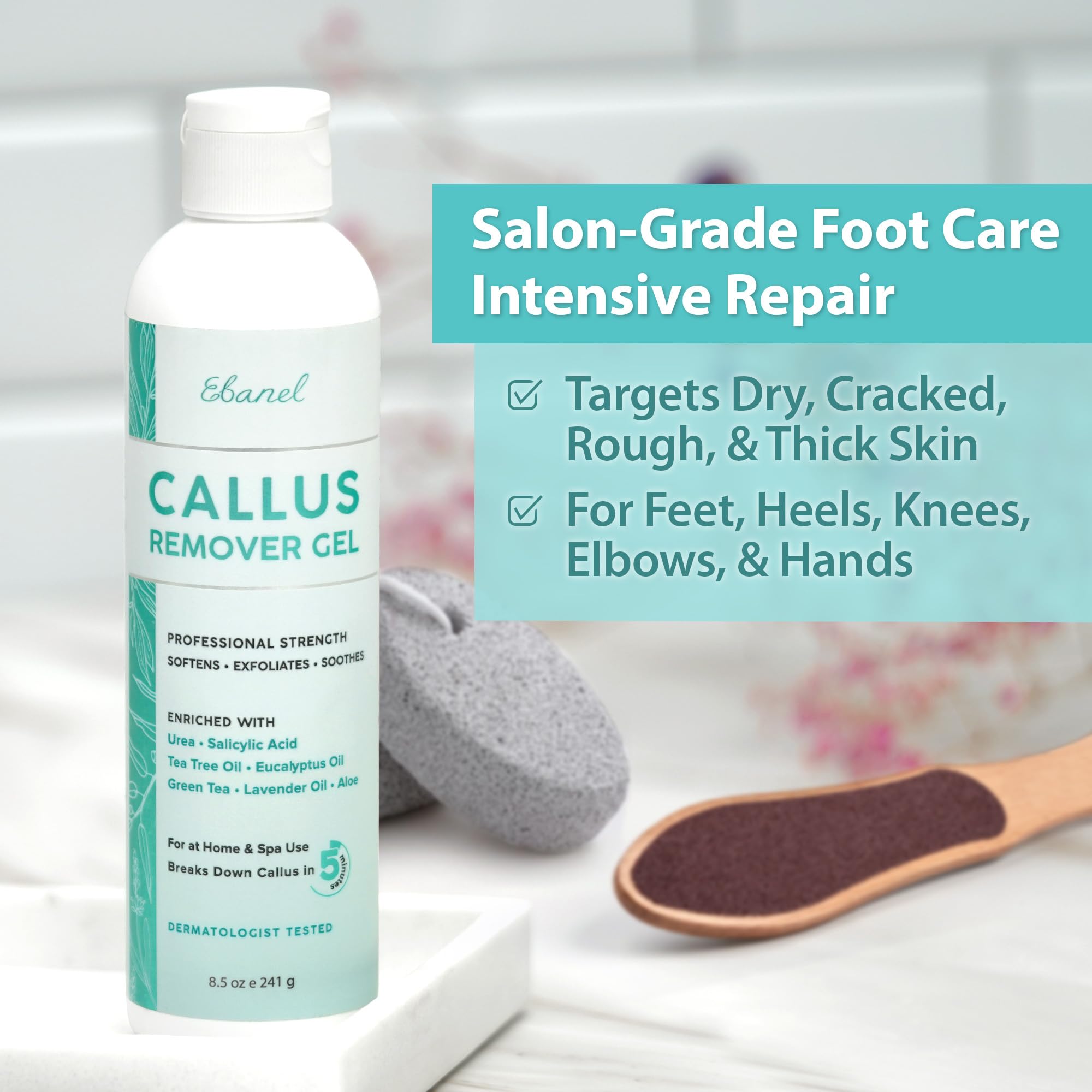 Ebanel Salon Grade Callus Remover for Feet with 20% Urea, Pedicure Gel Peel