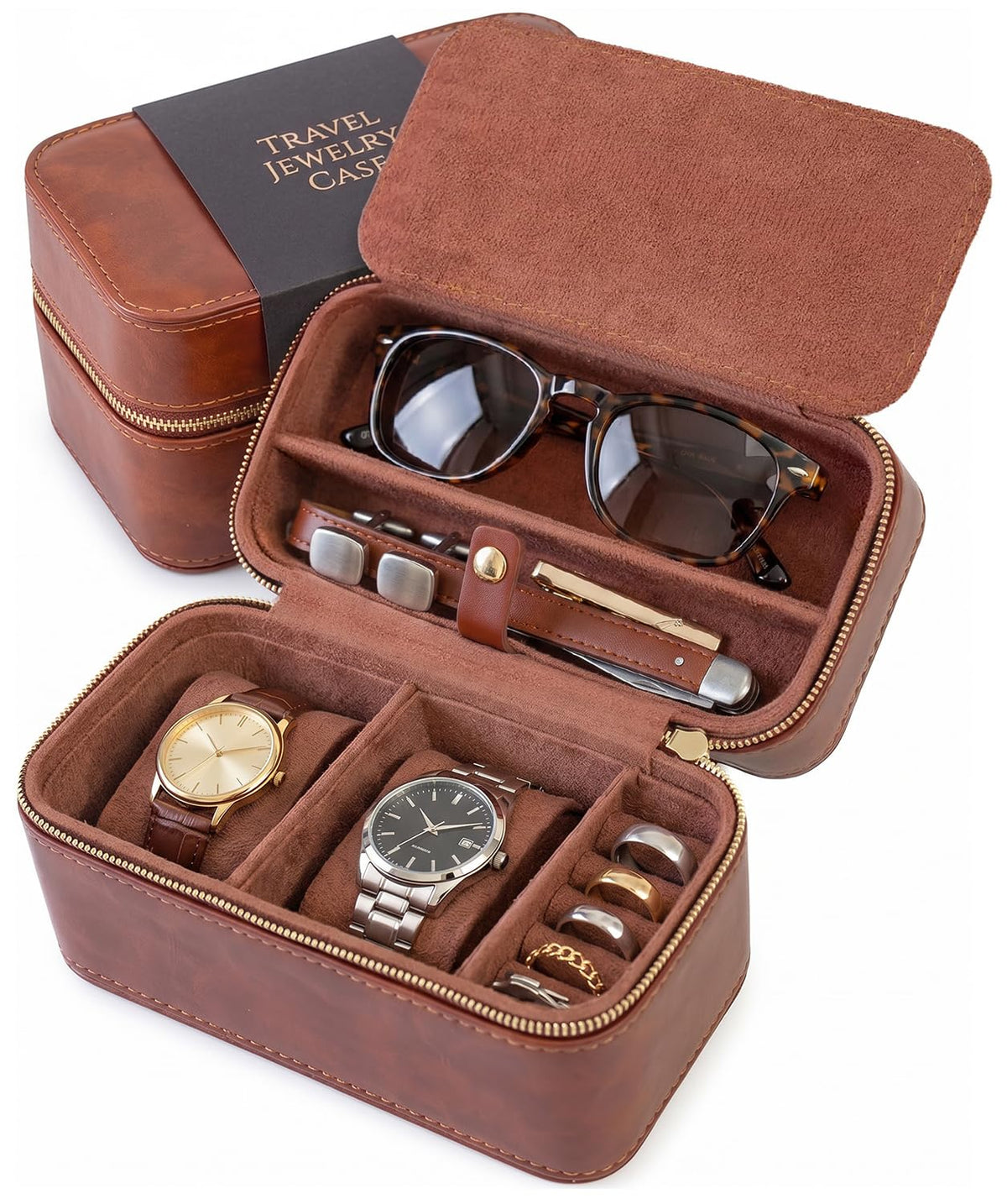 Watch and Jewelry Travel Case for Men Women Luxury PU - DIGICASE Official Imagery - 1