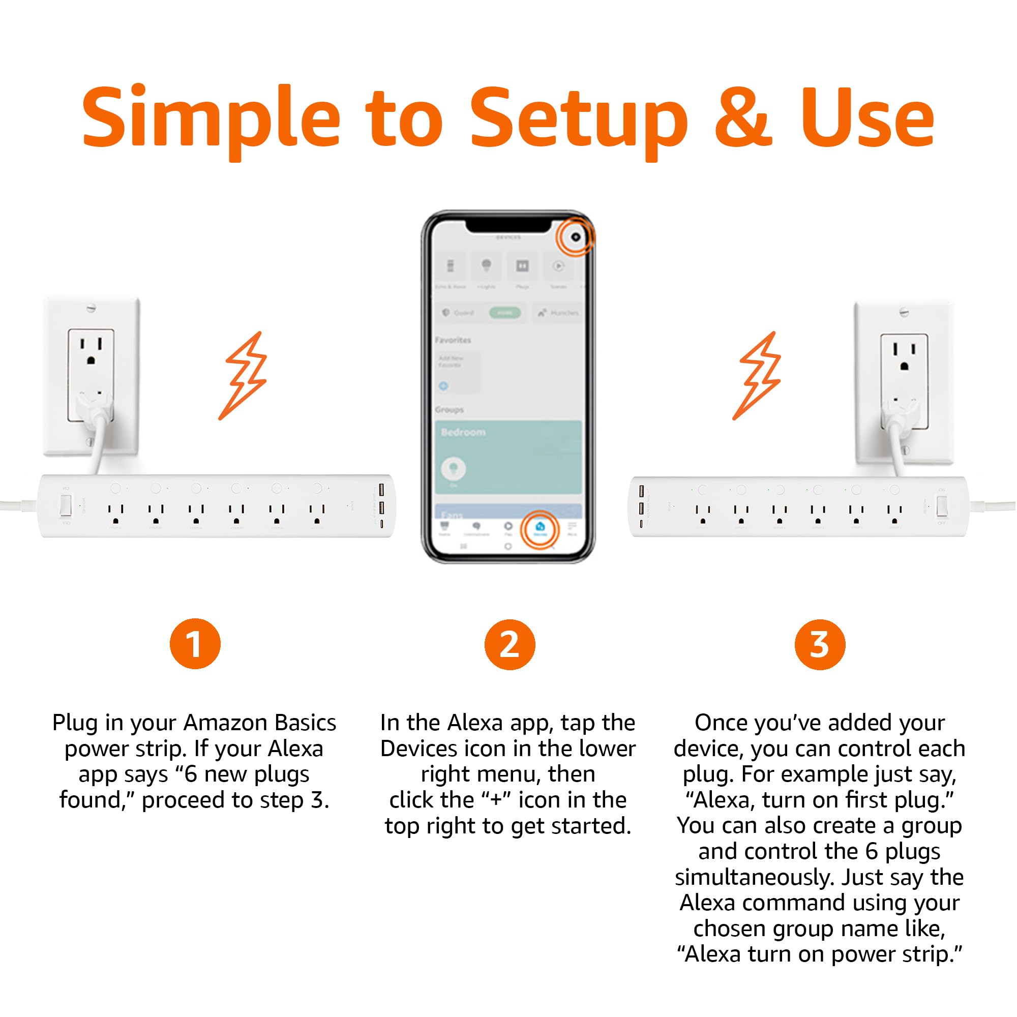 Amazon Basics Smart Plug Power Strip with 6 Individually Controll - Amazon Basics Official Product View 4