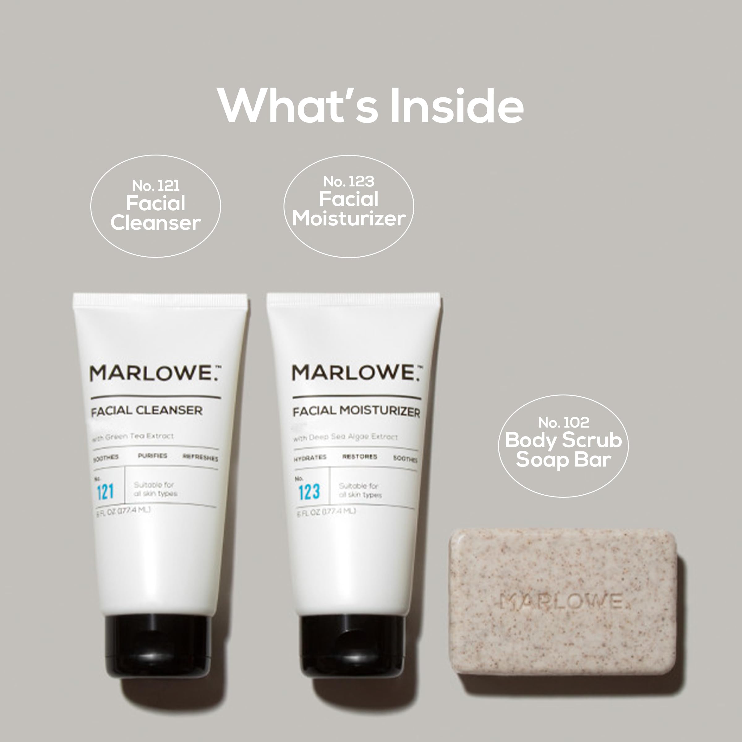 MARLOWE. Men's Skin Care Set, Best Sellers Kit, Soap, - MARLOWE.