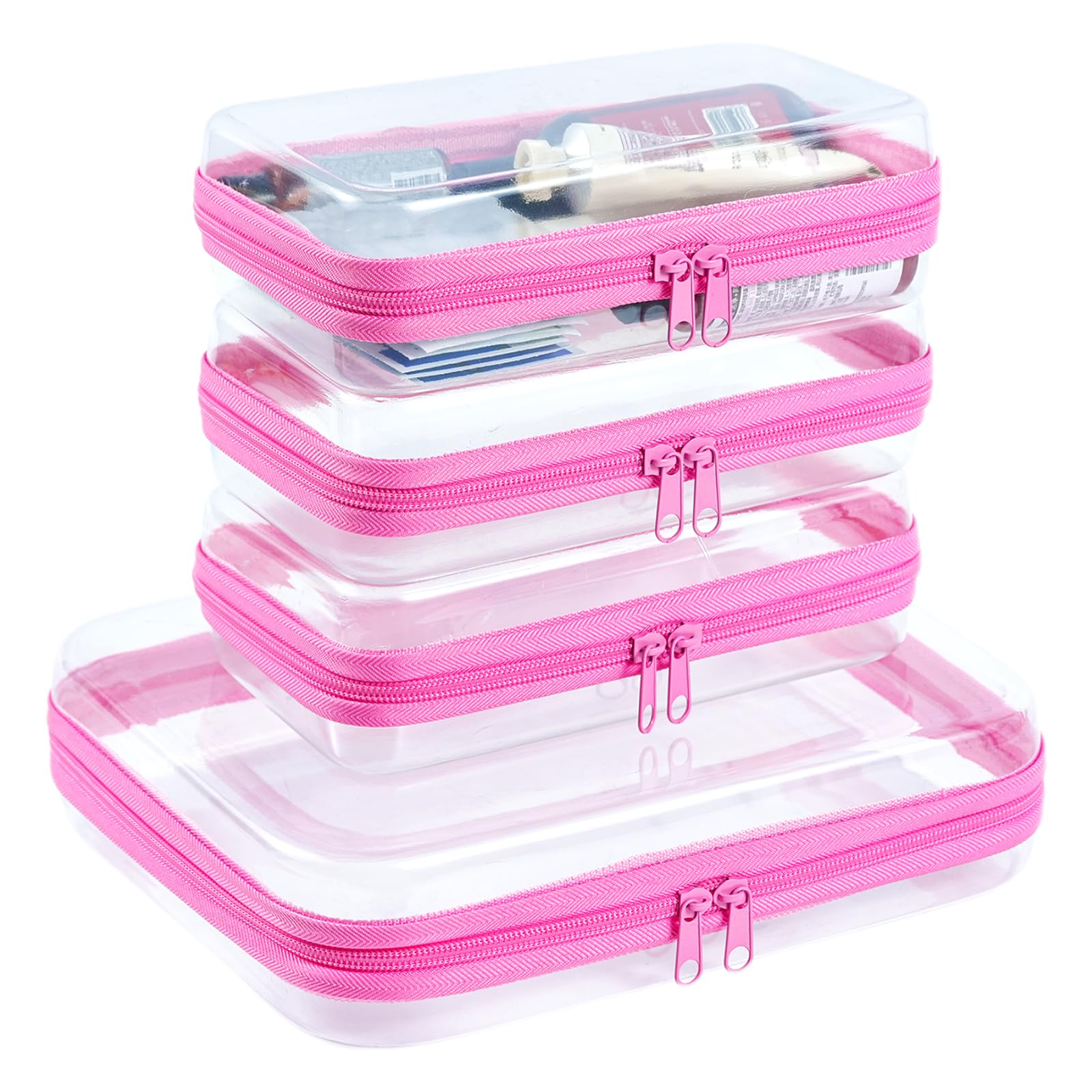 4 pcs Clear Zipper Pouches,Hard Shell Zipper Case - WELPIRT Official Product View 7