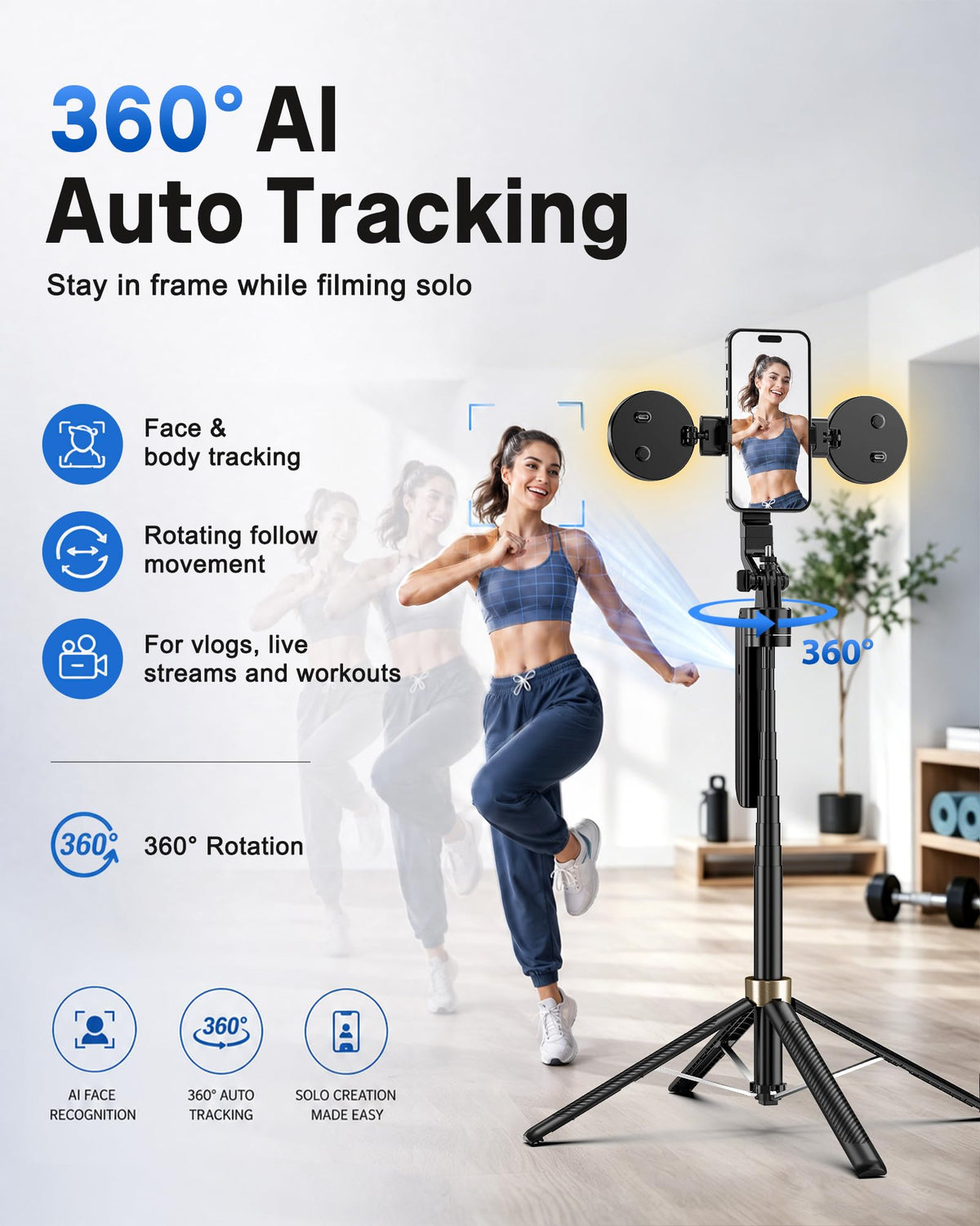 UBeesize 70 Auto Face Tracking Phone Tripod for iPhone - UBeesize Official Imagery - 3