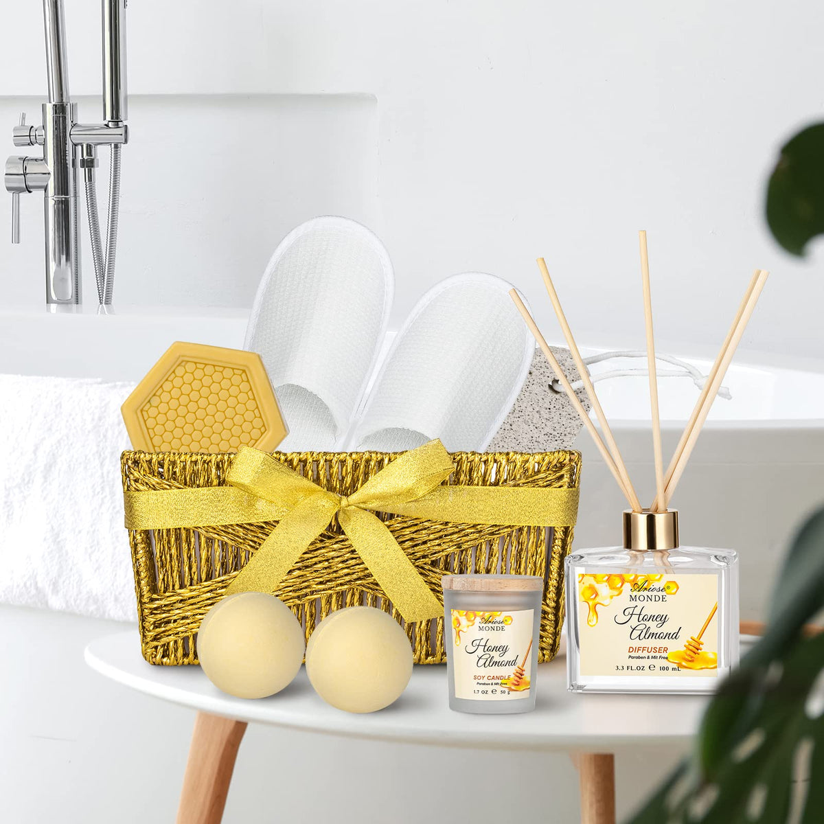 Bath and Body Gift Set 15pcs Honey Almond Gift Basket for - ArioseMonde Official Imagery - 5