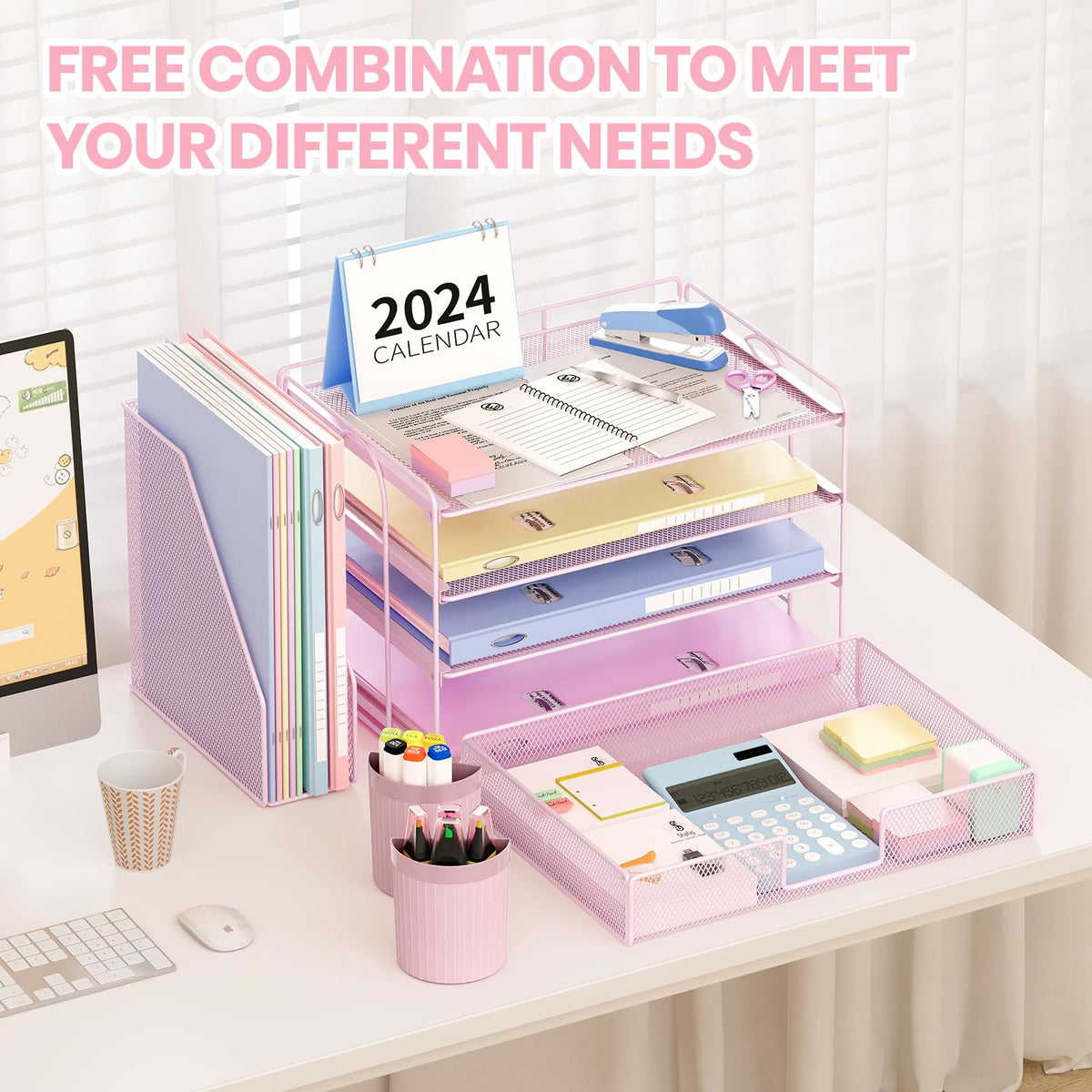 Desk Organizer 4 Tier Desktop File Organizer with Drawer and - OPNICE Official Imagery - 6