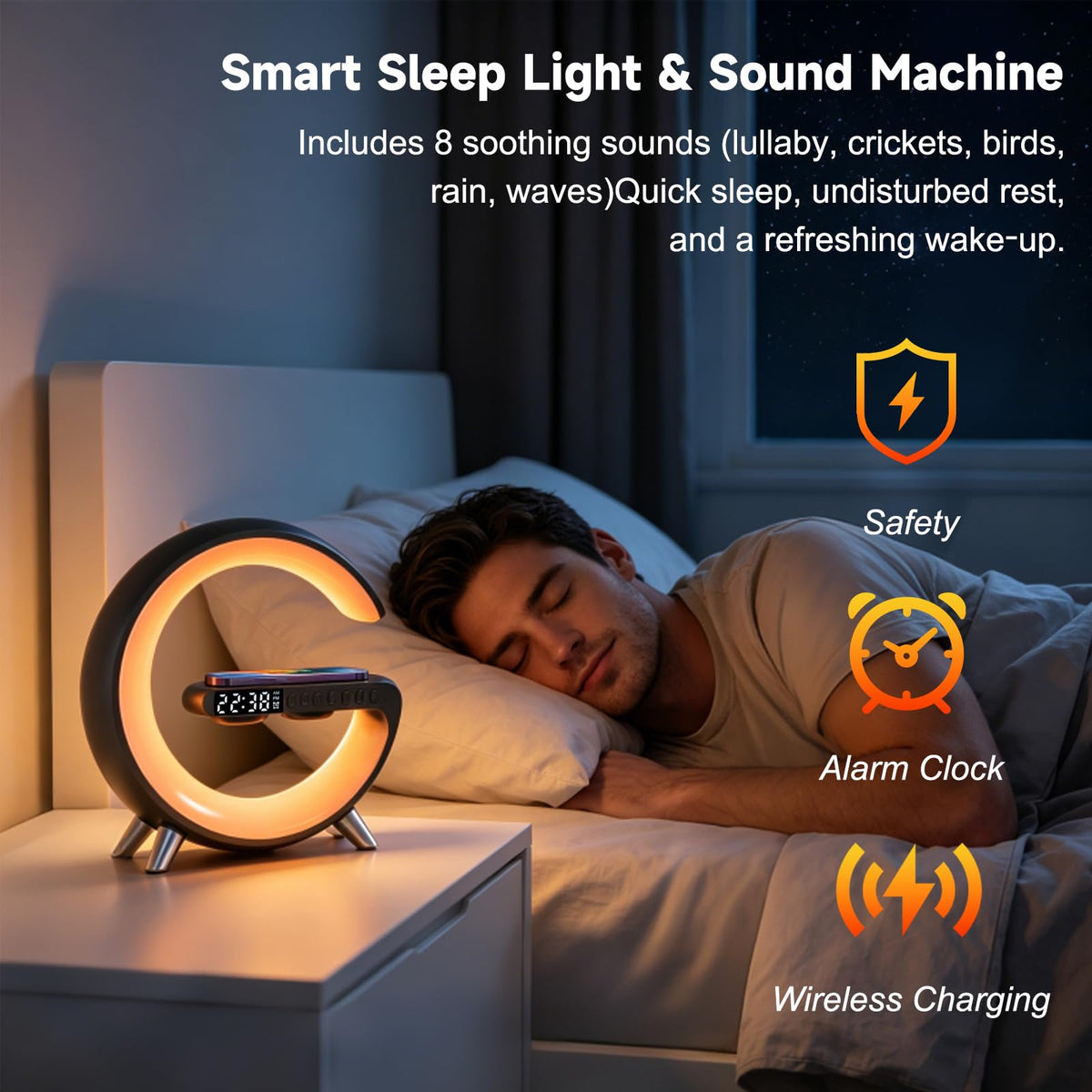 4 In 1 Smart LED Table Lamp Alarm Clock Bluetooth Speaker - WEKEFON Official Imagery - 6