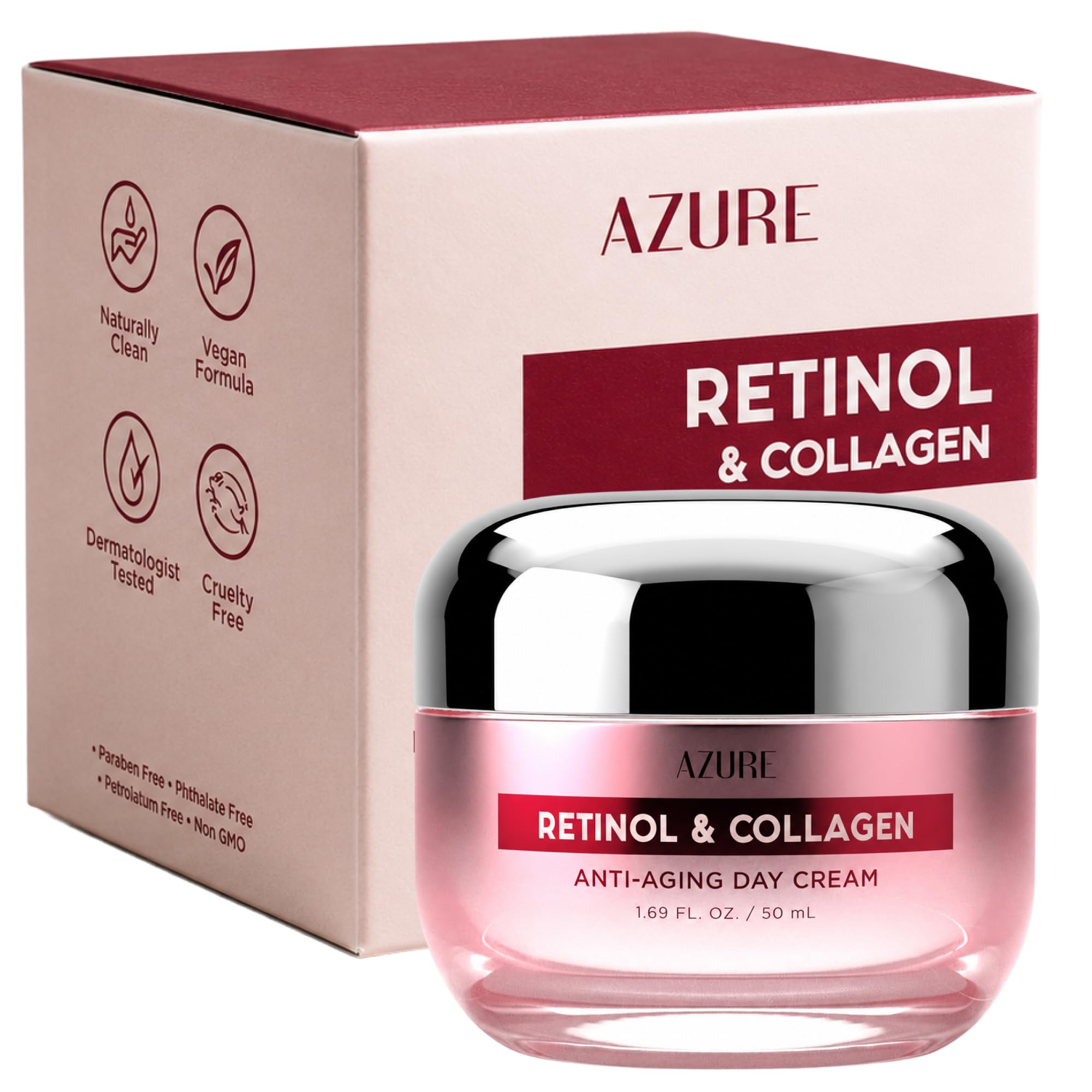 Hyaluronic Acid &amp; Retinol Face Moisturizer, Dermatologist - Azure Cosmetics