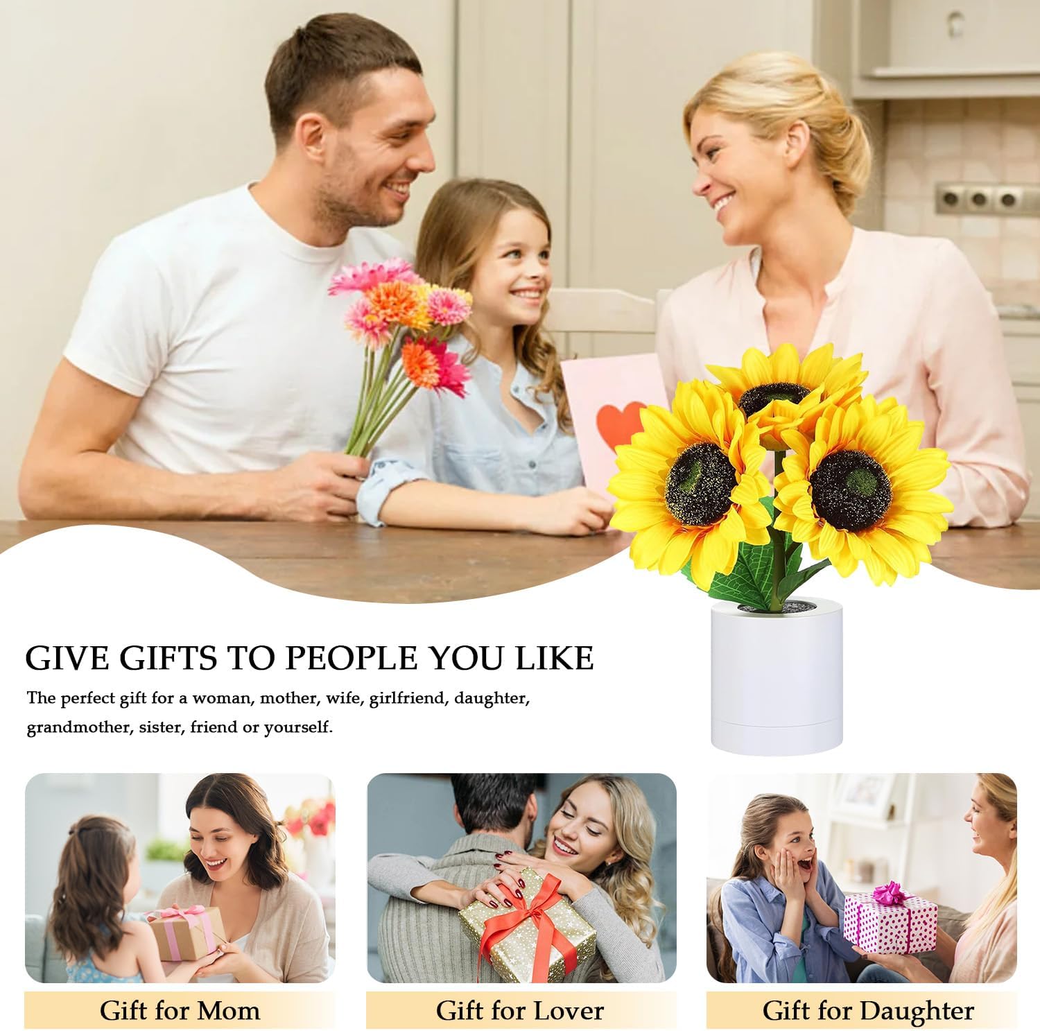 Lifnatty sunflower lamp gift for women, decorative table lamp with sunflower design, ideal for Mother’s Day or birthday celebration.