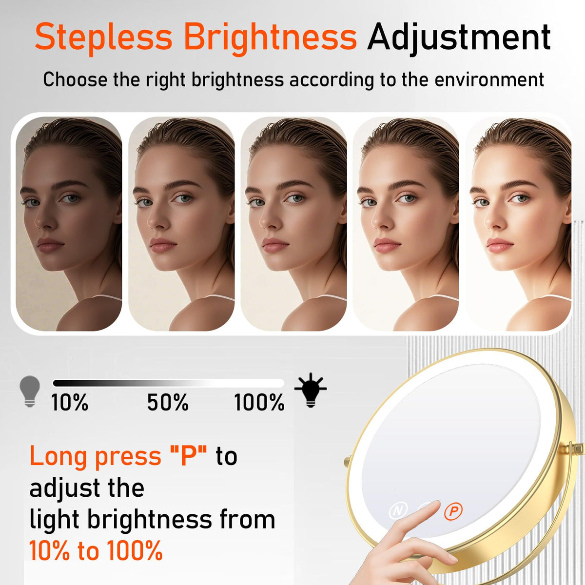 Vanity Mirror with Lights 9 Lighted Makeup Mirror 1X 20X - WOOCICA Official Imagery - 8