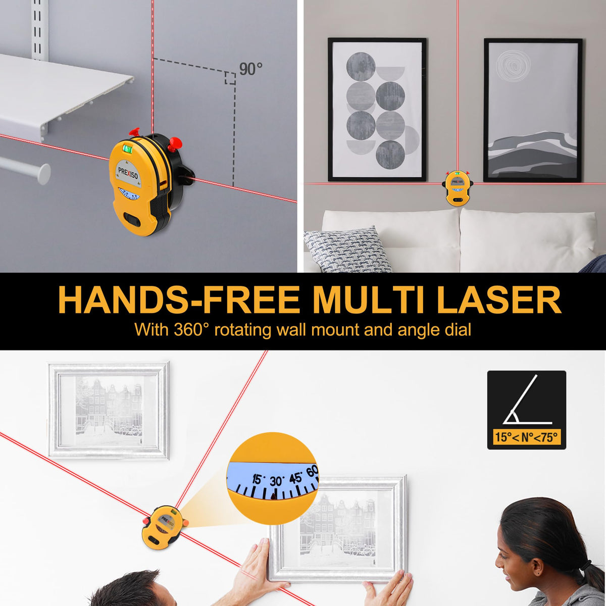 PREXISO Multi Surface Laser Level LED Light Vial Cross Line - Prexiso Official Imagery - 4
