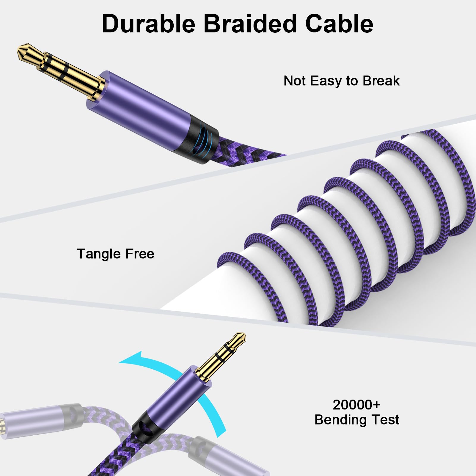Ououdee 3.5mm Audio Cable,5FT 2Pack Aux Cord 3.5 mm Male to Male by Ououdee - Angle View 5