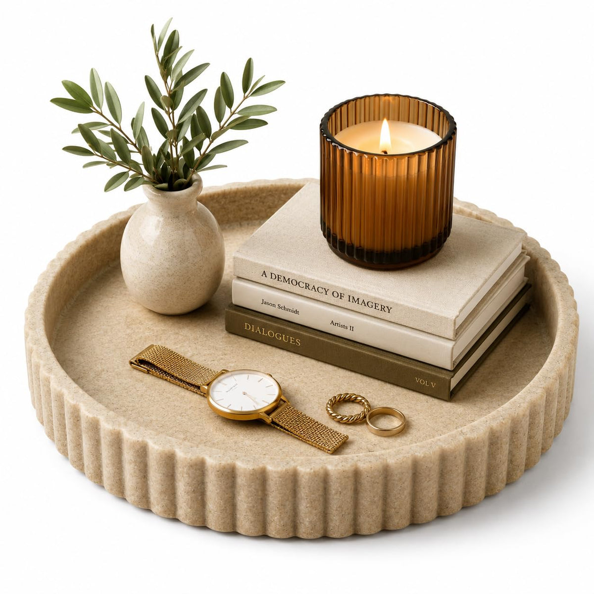 Round Decorative Tray Coffee Table Tray - OAKOA Official Imagery - 1