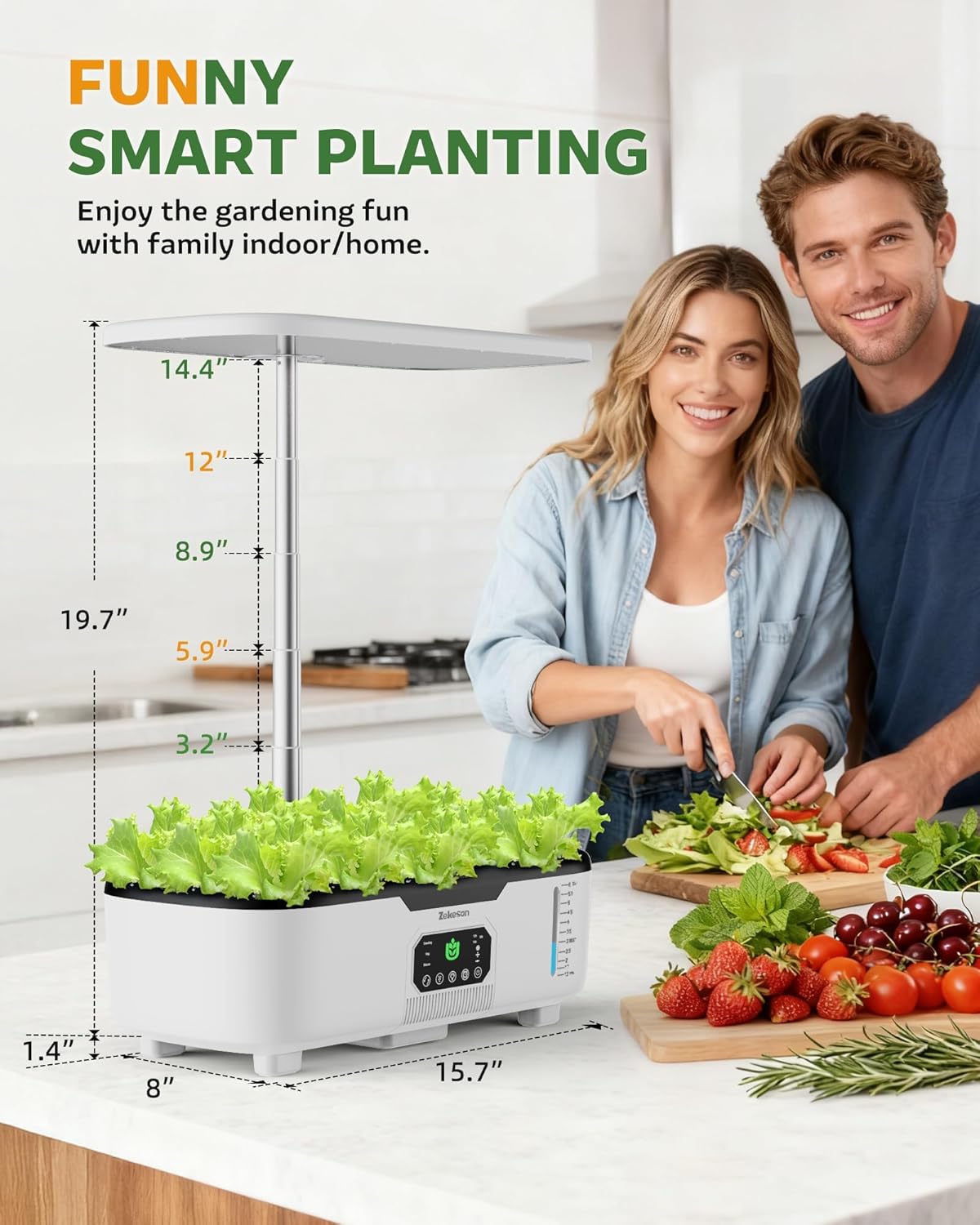 Zekeson misting hydroponic indoor herb garden kit with 15 pods, smart planter for growing herbs indoors.