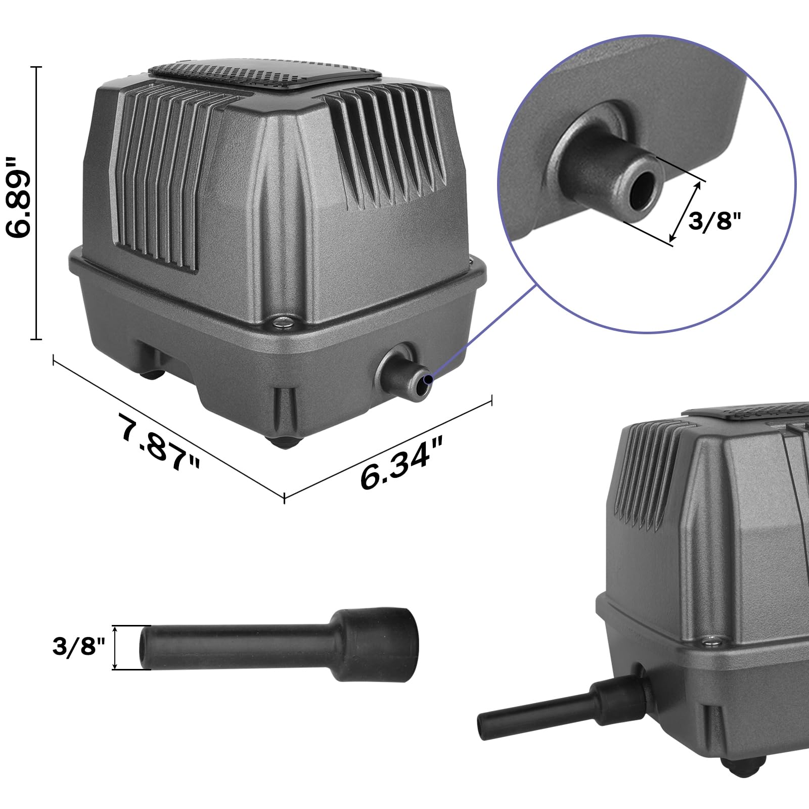 AquaMiracle Koi Pond Aerator Pond Air Pump with Self-Sinking Airl - AquaMiracle Official Product View 2