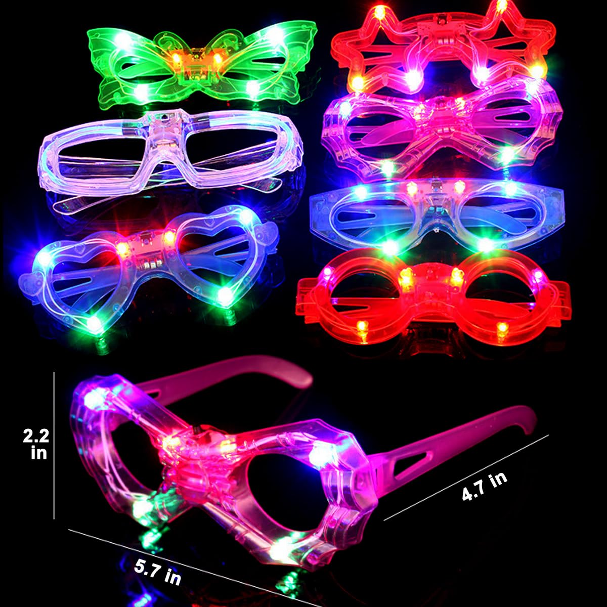 24 Packs LED Glasses for kids Glow in the dark Party - OceanWings Official Imagery - 4