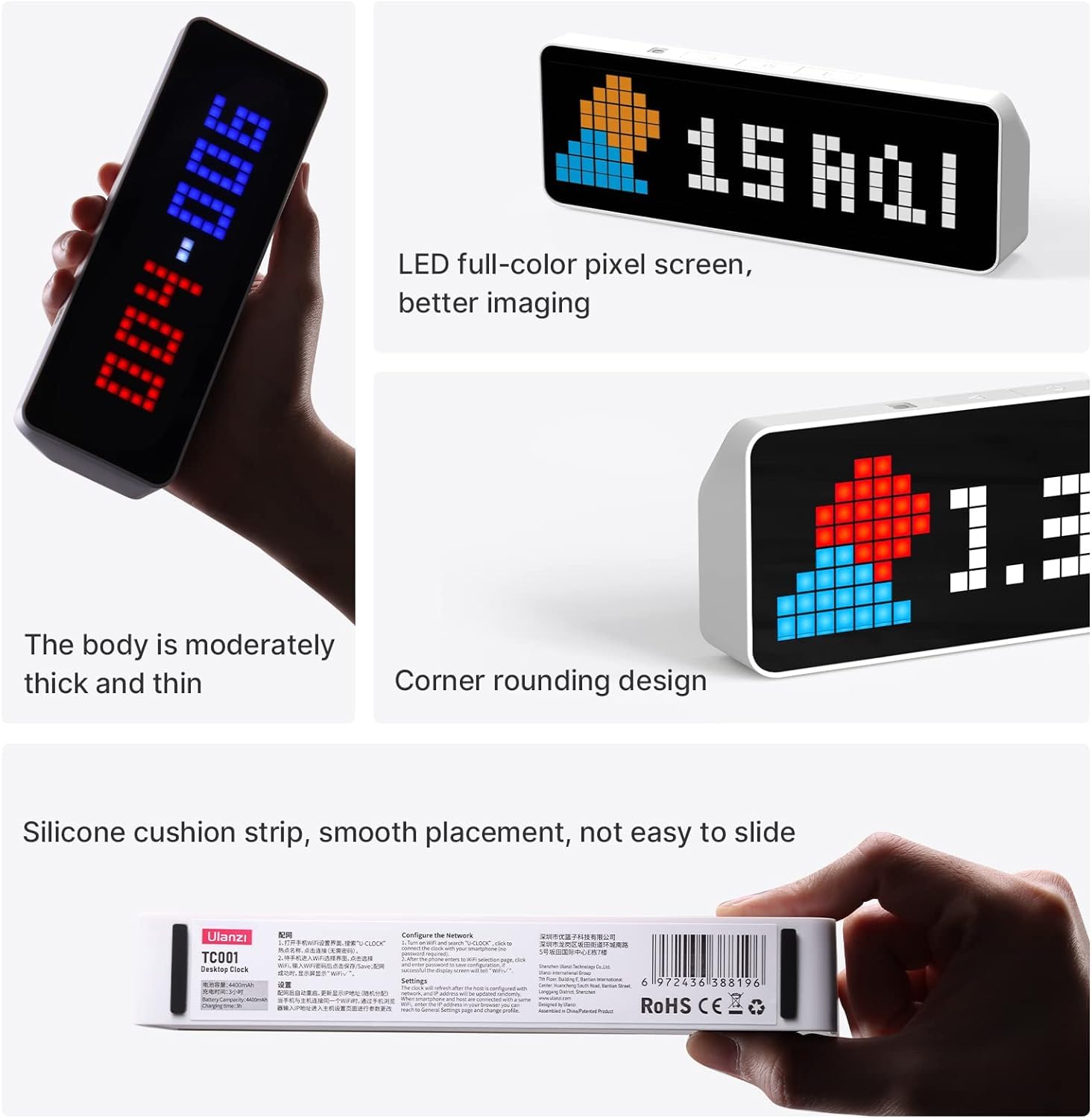 ULANZI TC001 Smart Pixel Clock - Social Media Counter - Digital A by ULANZI - Angle View 4
