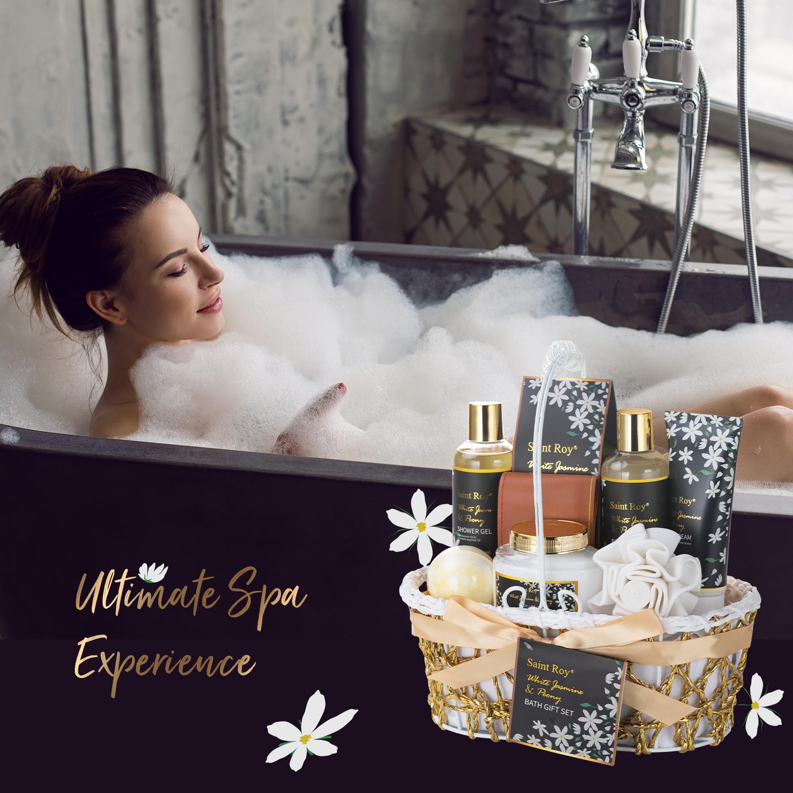 Spa Bath &amp; Body Gifts for Women, Jasmine Peony Spa Gift - Saint Roy