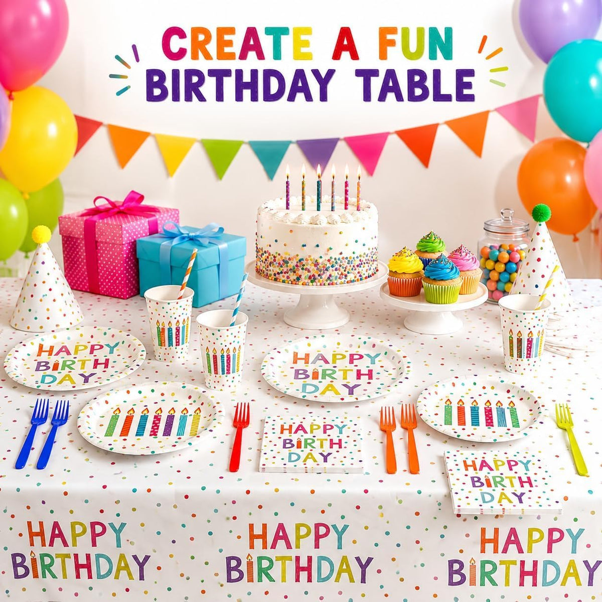 Colorful Polka Dot Party Decorations Disposable Happy - RVXHUA Official Imagery - 6