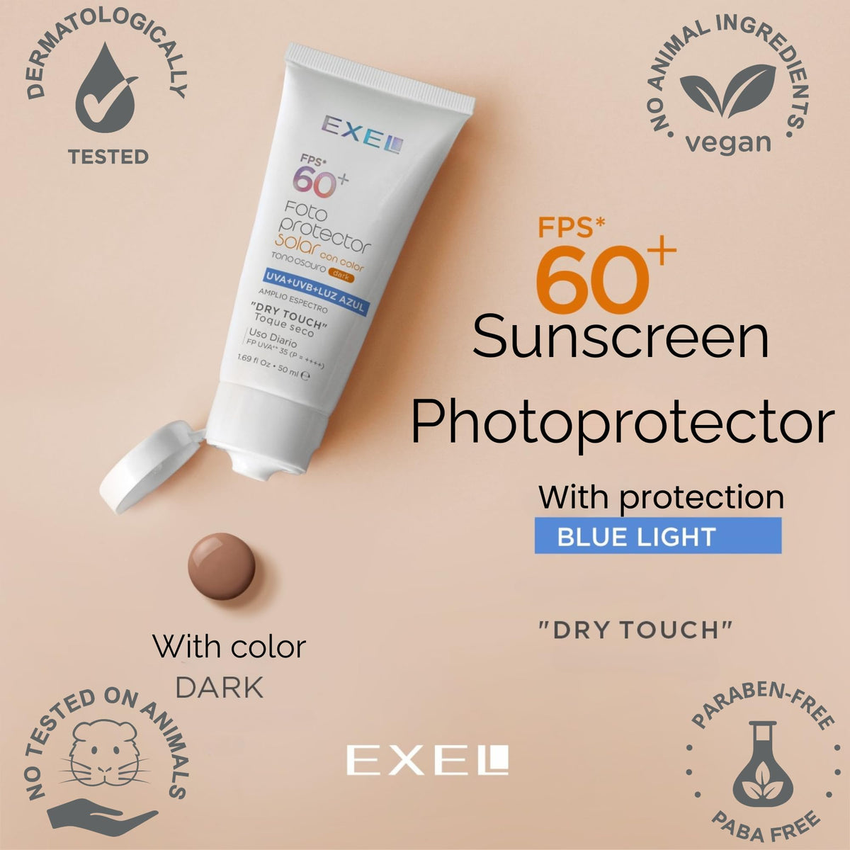 SPF 60 Facial Sunscreen UVA UVB Blue Light Protection - EXEL Official Imagery - 4