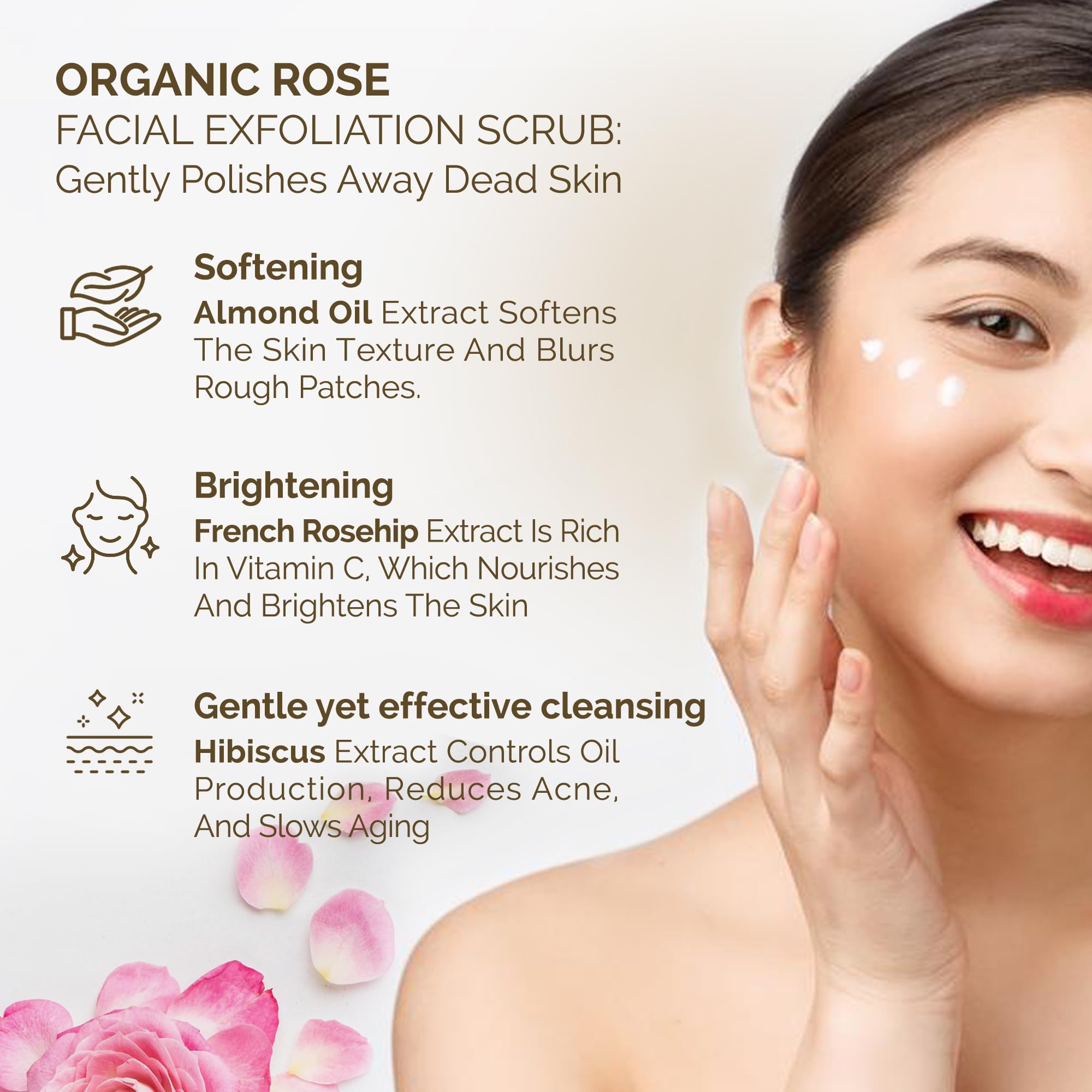 Rose Face Scrub with Pumice – Gentle Vegan Exfoliator for - 01 Organic 17 Beauty of Aqua