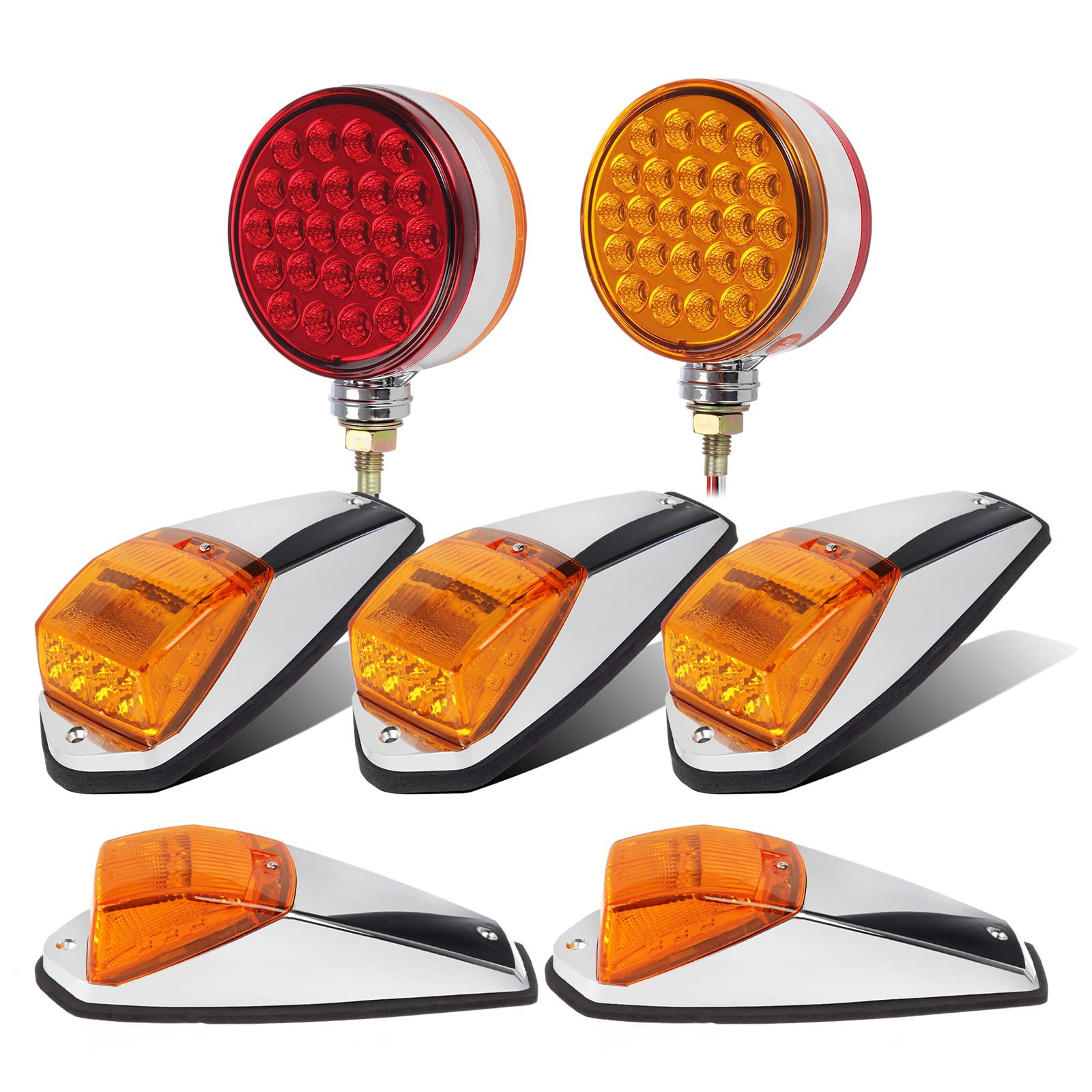 Partsam 5PCS 17LED Cab Marker Amber Top Roof Running Lights + - Product Imagery