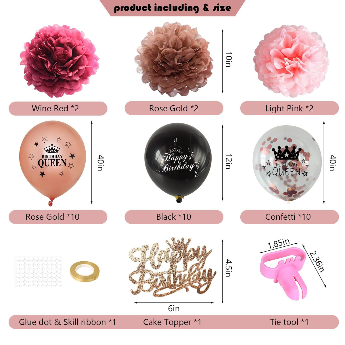Happy Birthday Party Decorations for Women Girls - JKIYT Official Imagery - 5